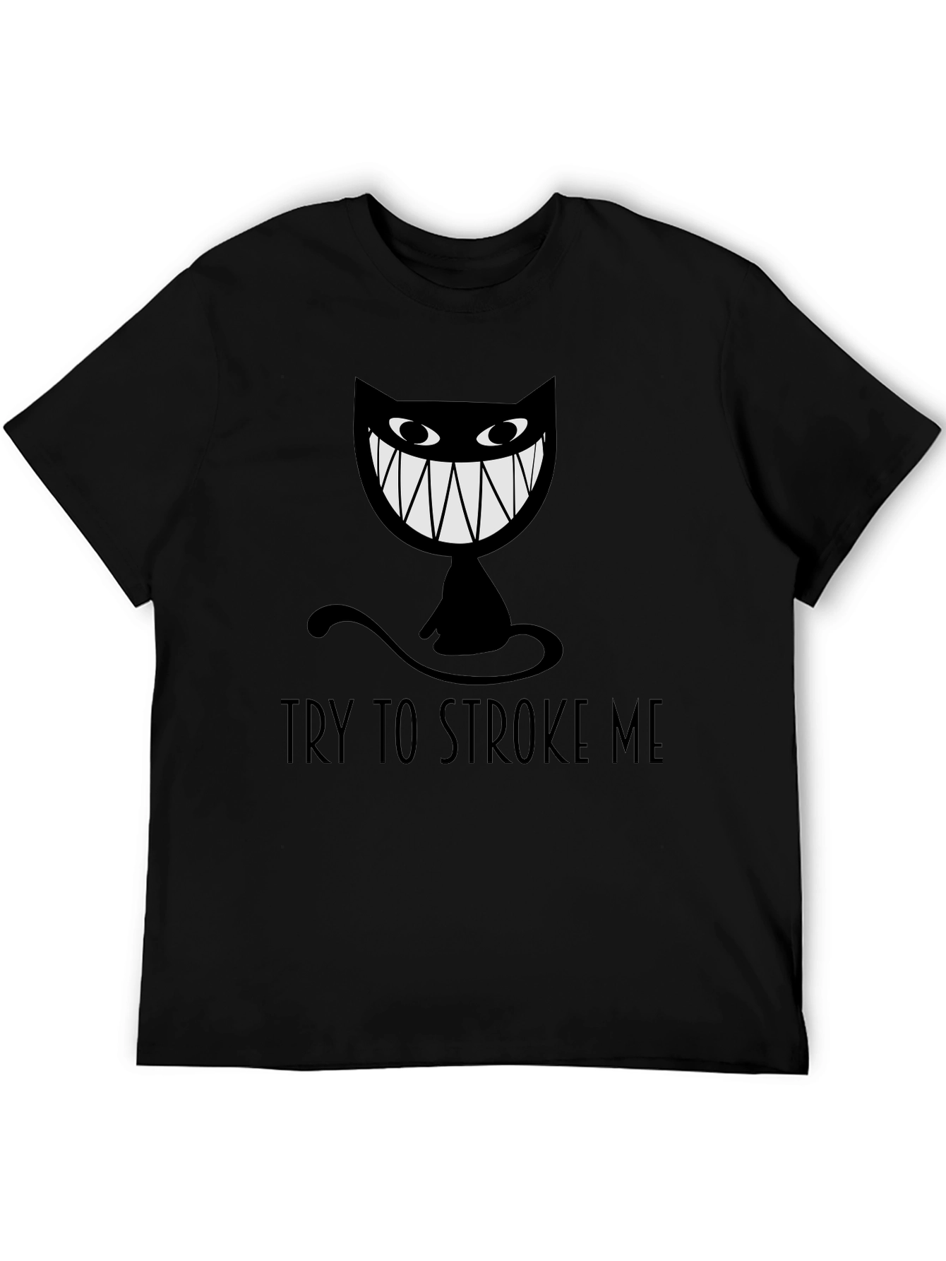Try To Stroke Me Black Cat Graphic Tee