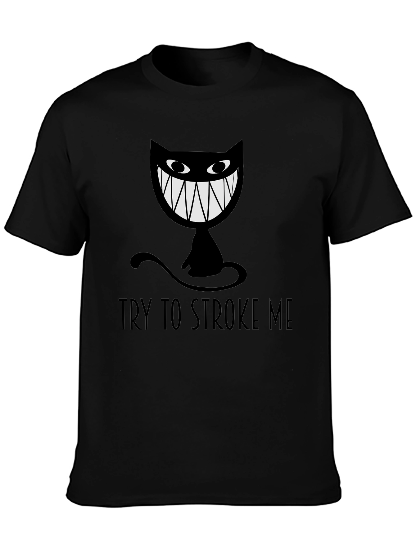 Try To Stroke Me Black Cat Graphic Tee
