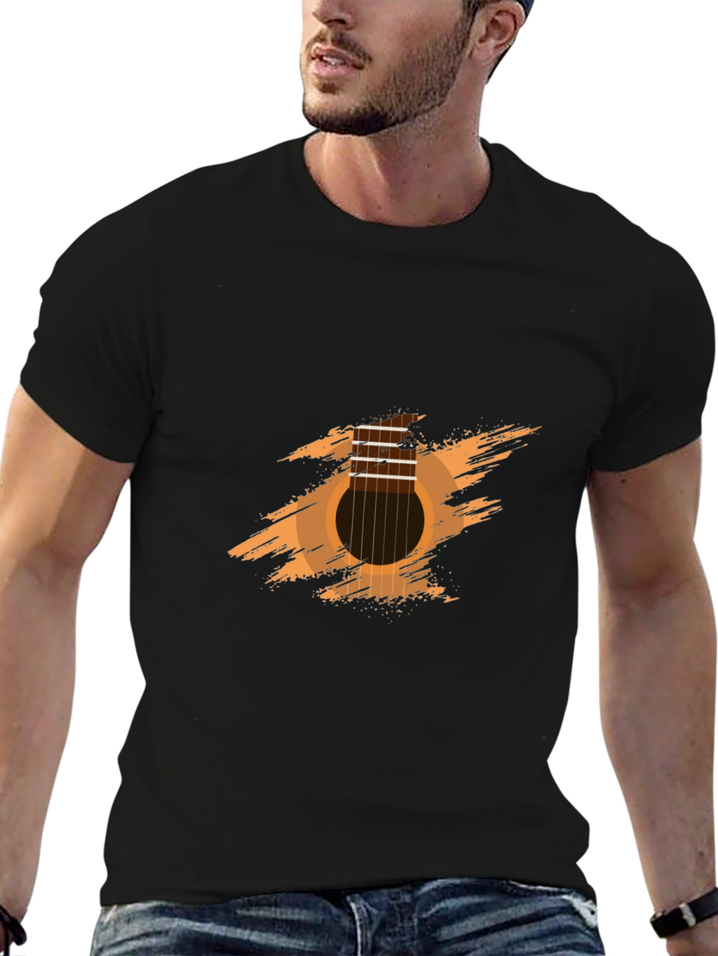 Guitar Graphic Tee - Black Cotton Comfort