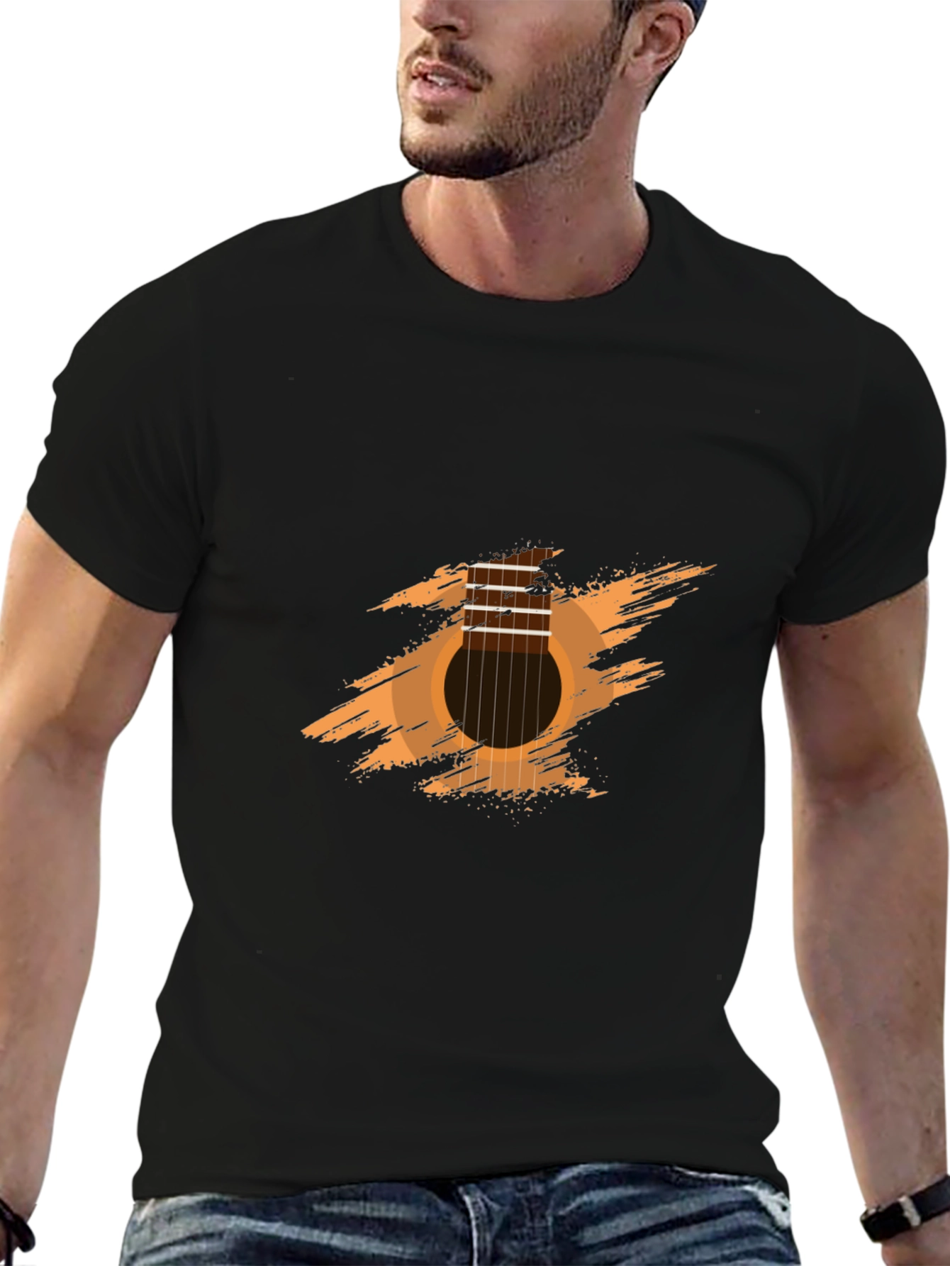 Guitar Graphic Tee - Black Cotton Comfort