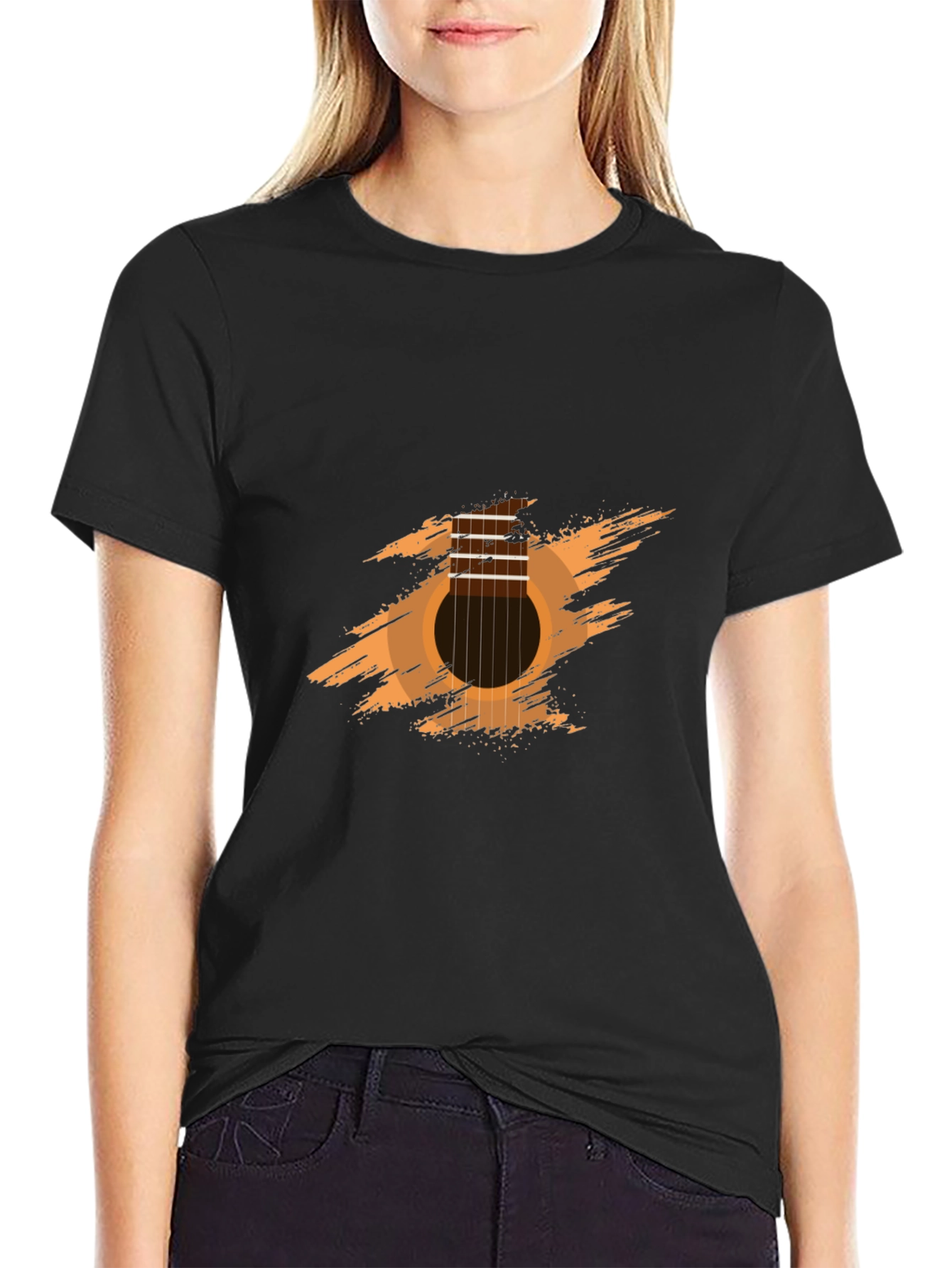 Guitar Graphic Tee - Black Cotton Comfort