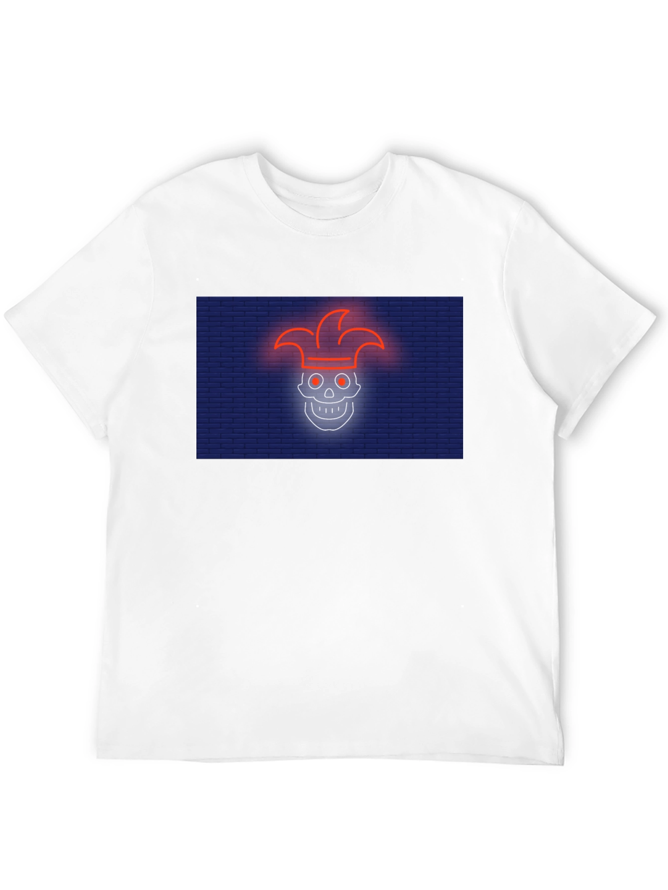 Neon Jester Skull Graphic T-Shirt