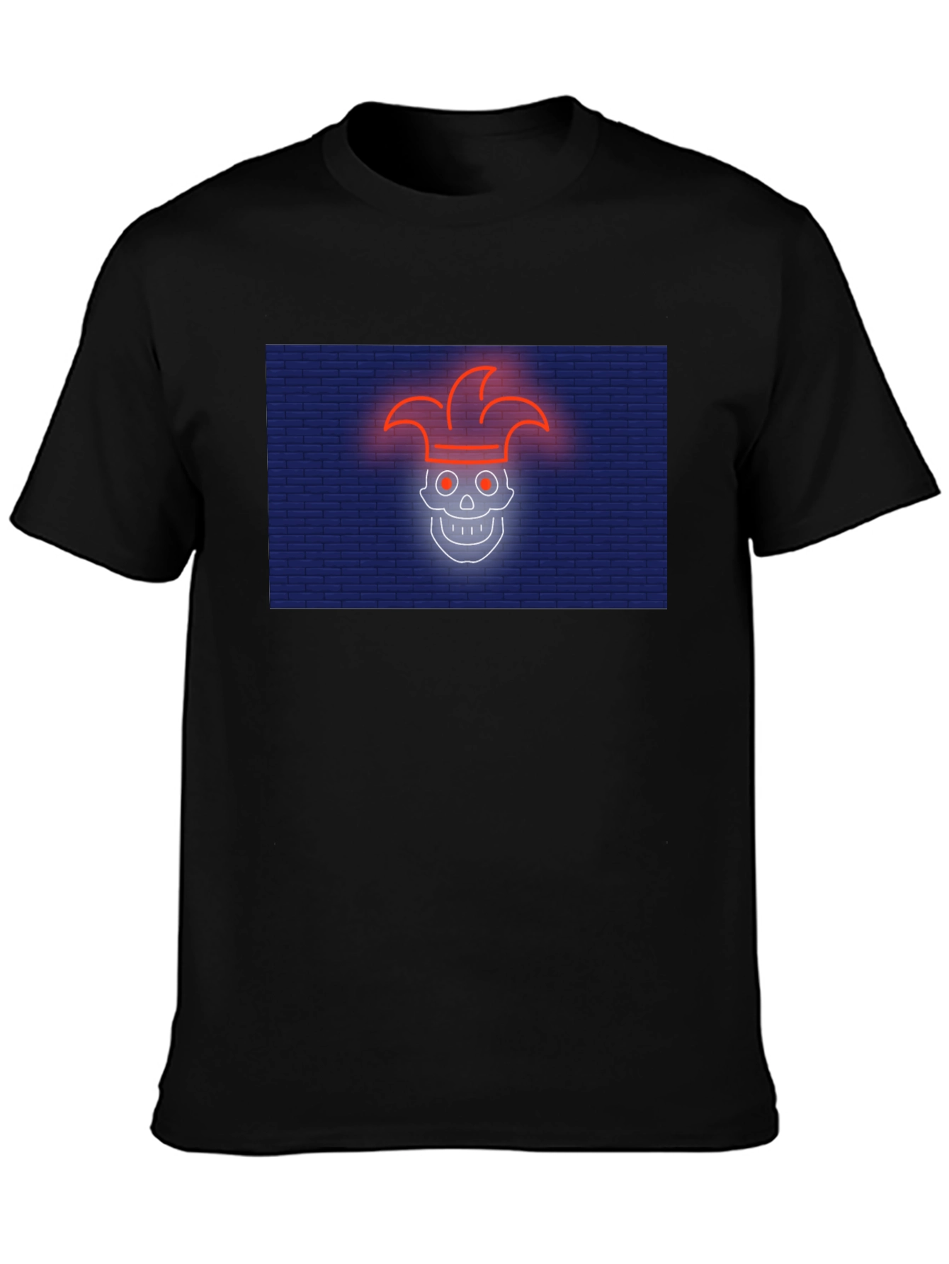 Neon Jester Skull Graphic T-Shirt
