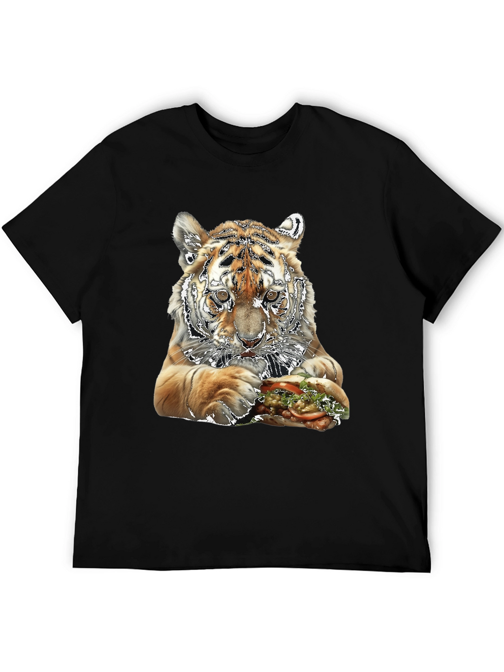 Tiger Eating Sandwich Graphic T-Shirt