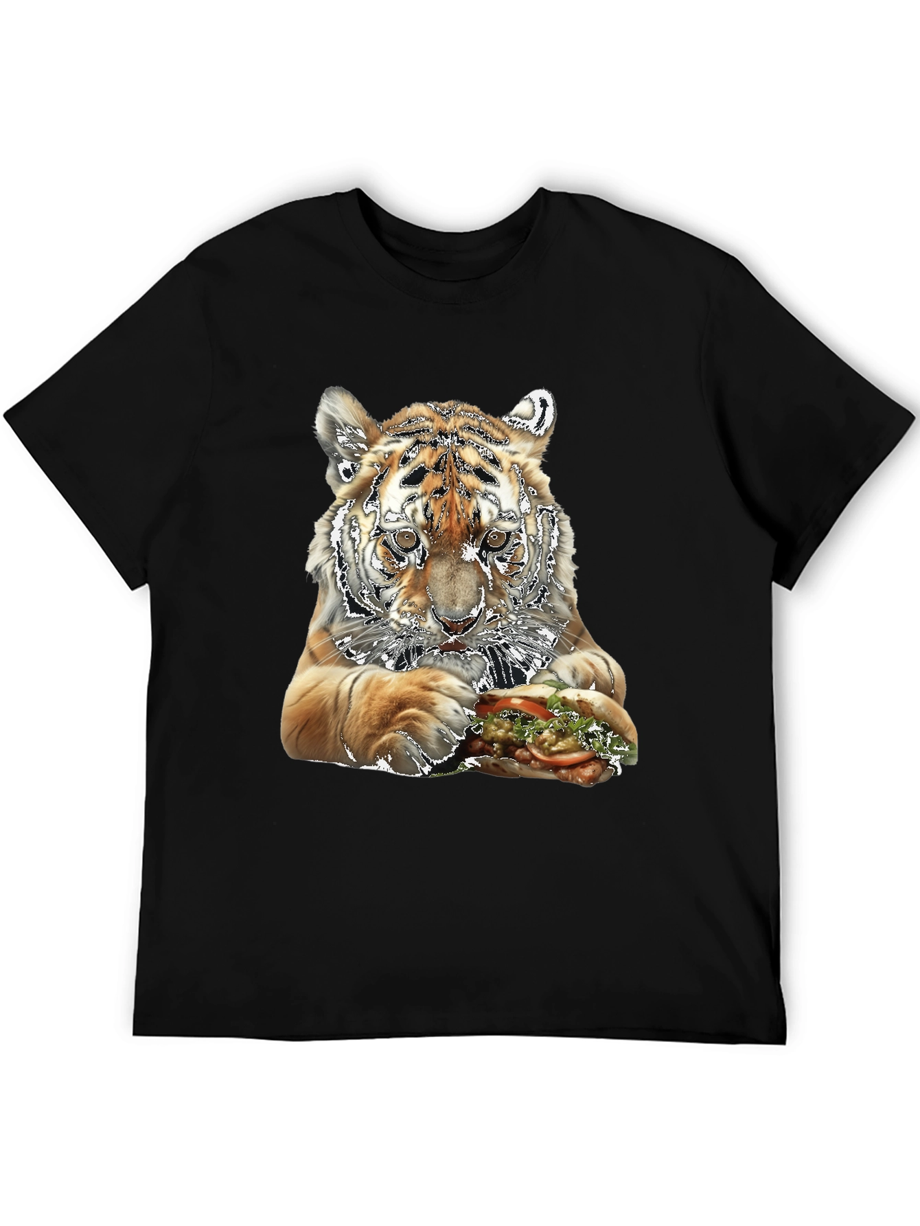 Tiger Eating Sandwich Graphic T-Shirt