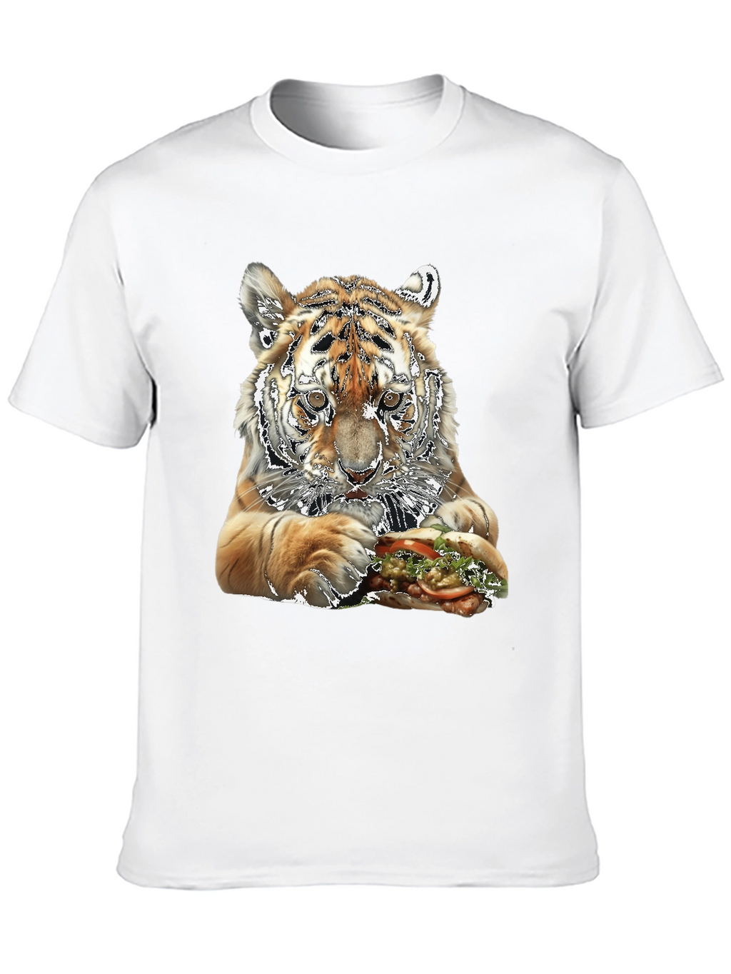 Tiger Eating Sandwich Graphic T-Shirt