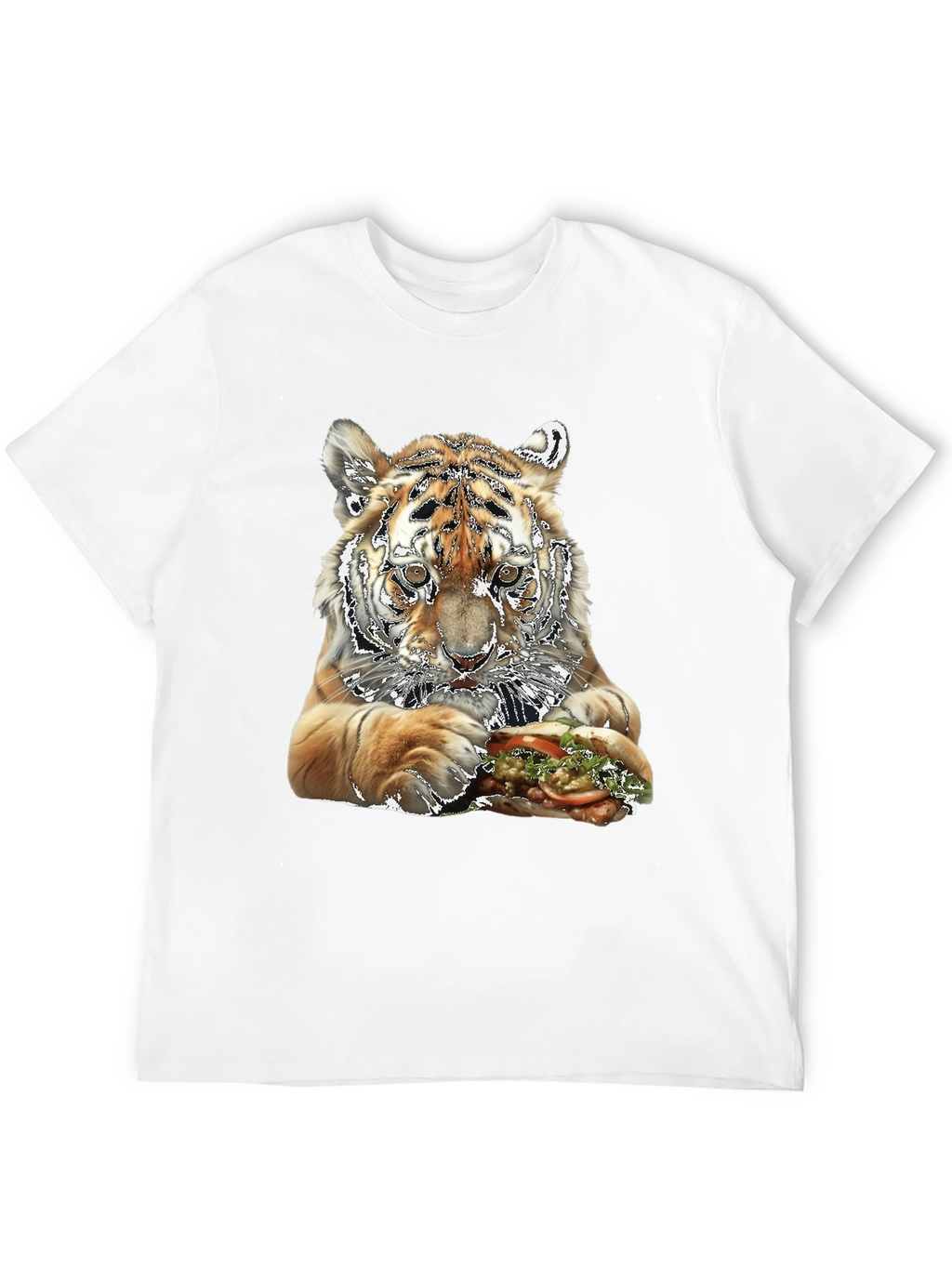Tiger Eating Sandwich Graphic T-Shirt