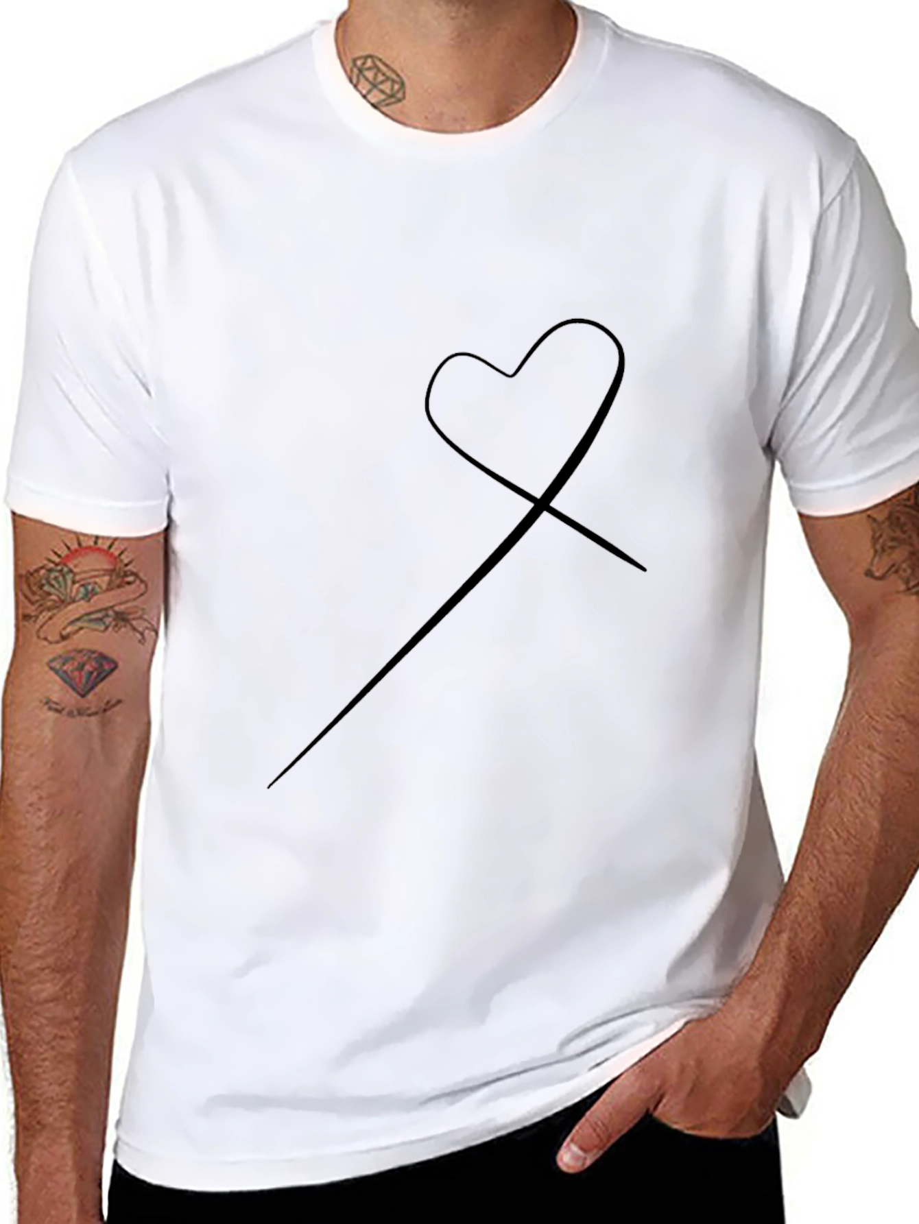 Minimalist Heart Graphic Tee - Soft Black Cotton