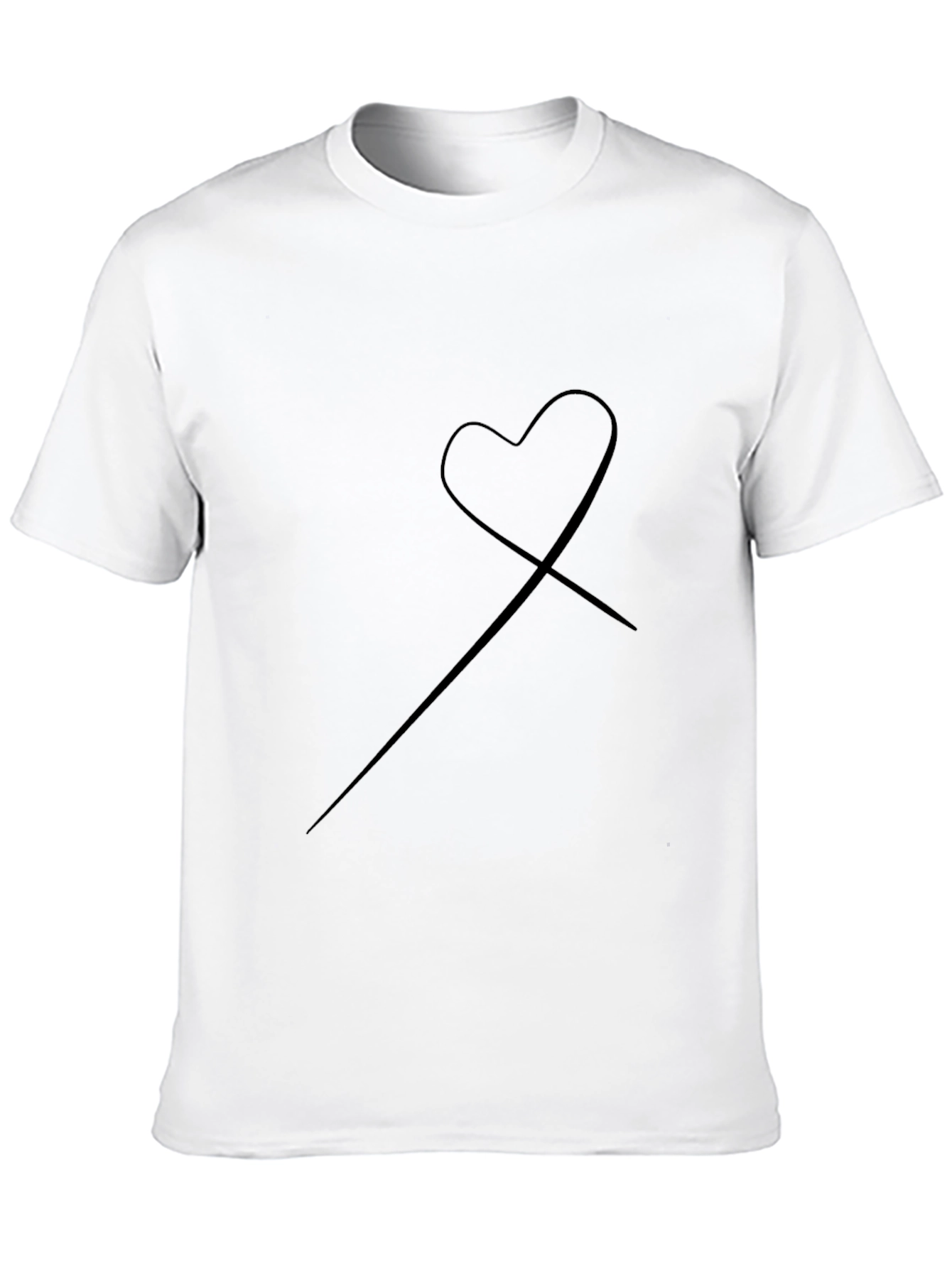 Minimalist Heart Graphic Tee - Soft Black Cotton