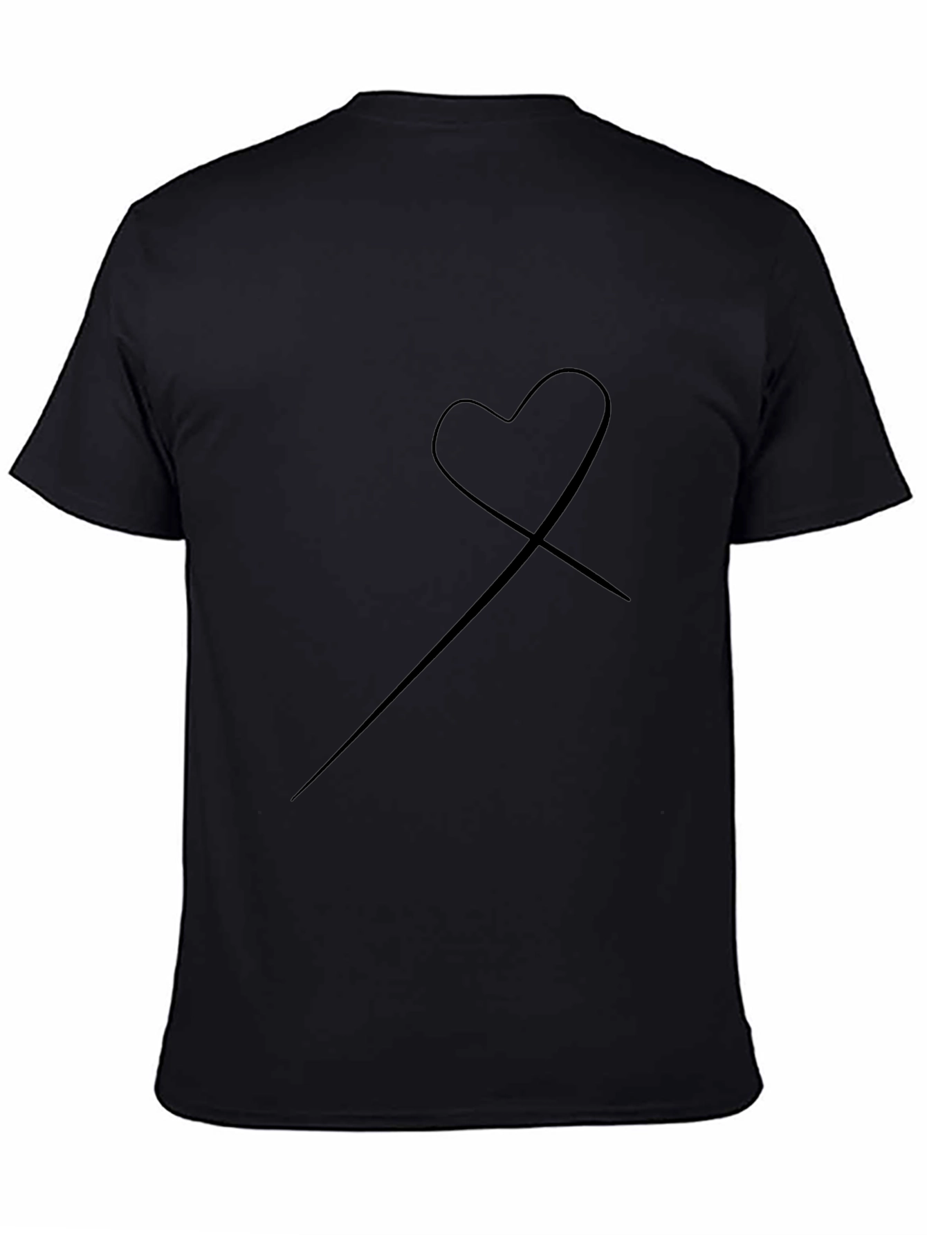 Minimalist Heart Graphic Tee - Soft Black Cotton