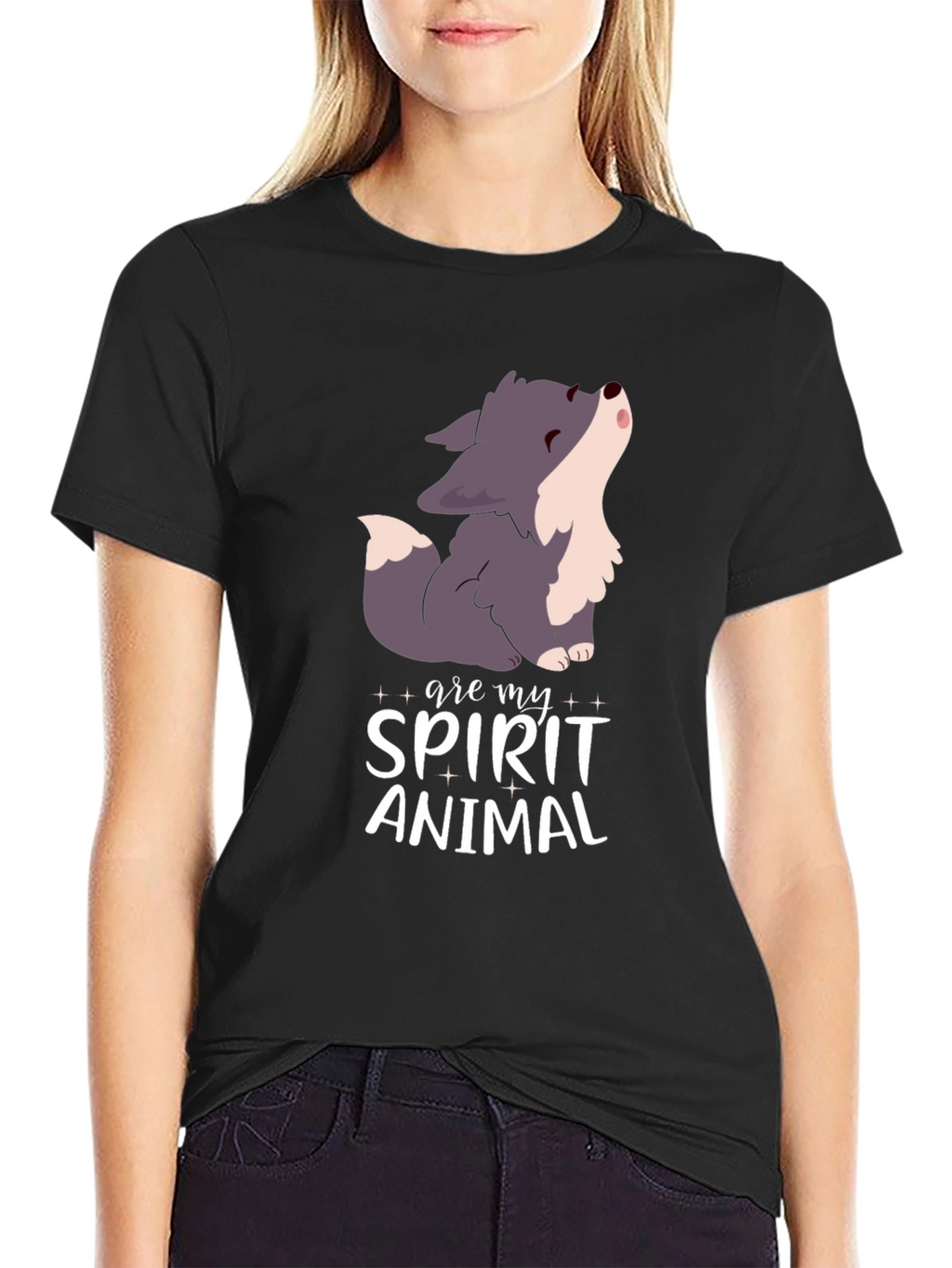 Spirit Animal Wolf Black T-Shirt