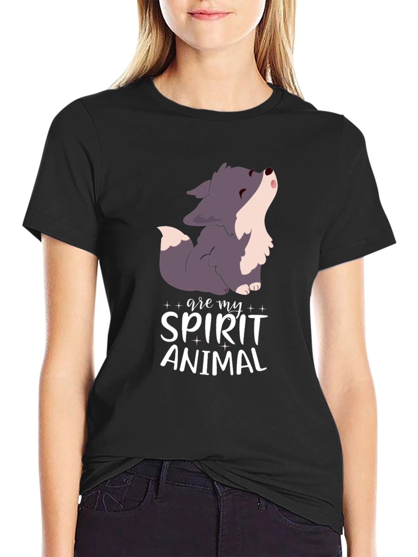 Spirit Animal Wolf Black T-Shirt