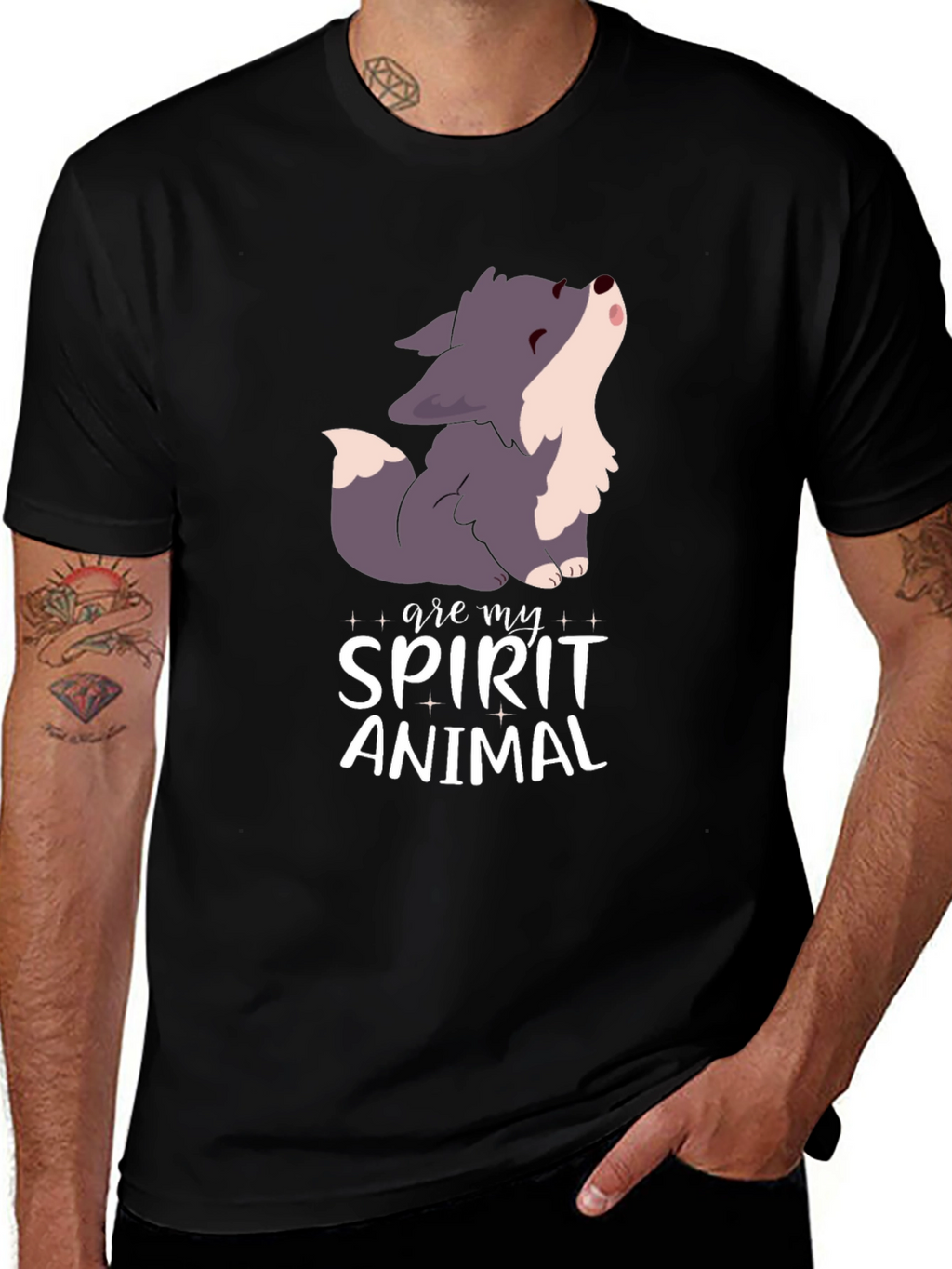 Spirit Animal Wolf Black T-Shirt
