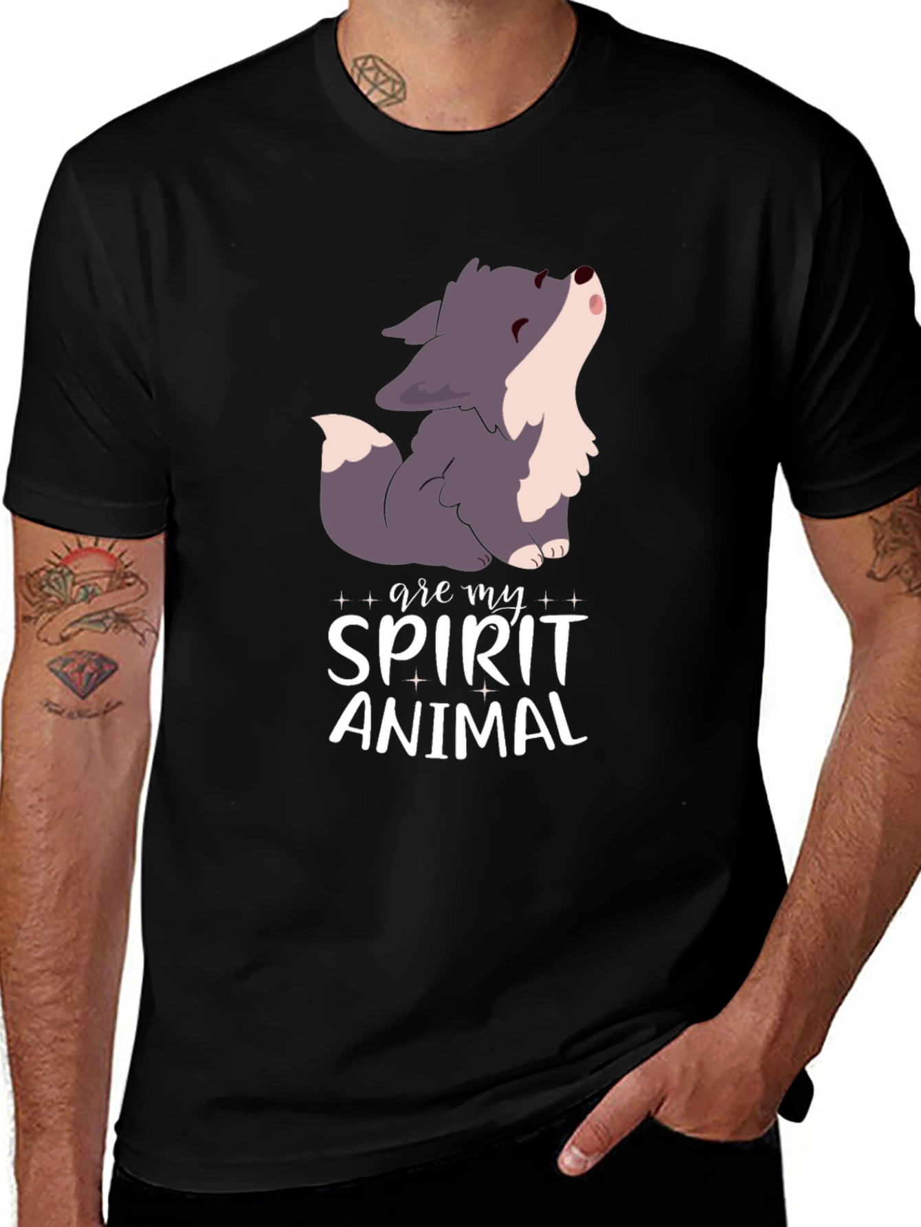 Spirit Animal Wolf Black T-Shirt