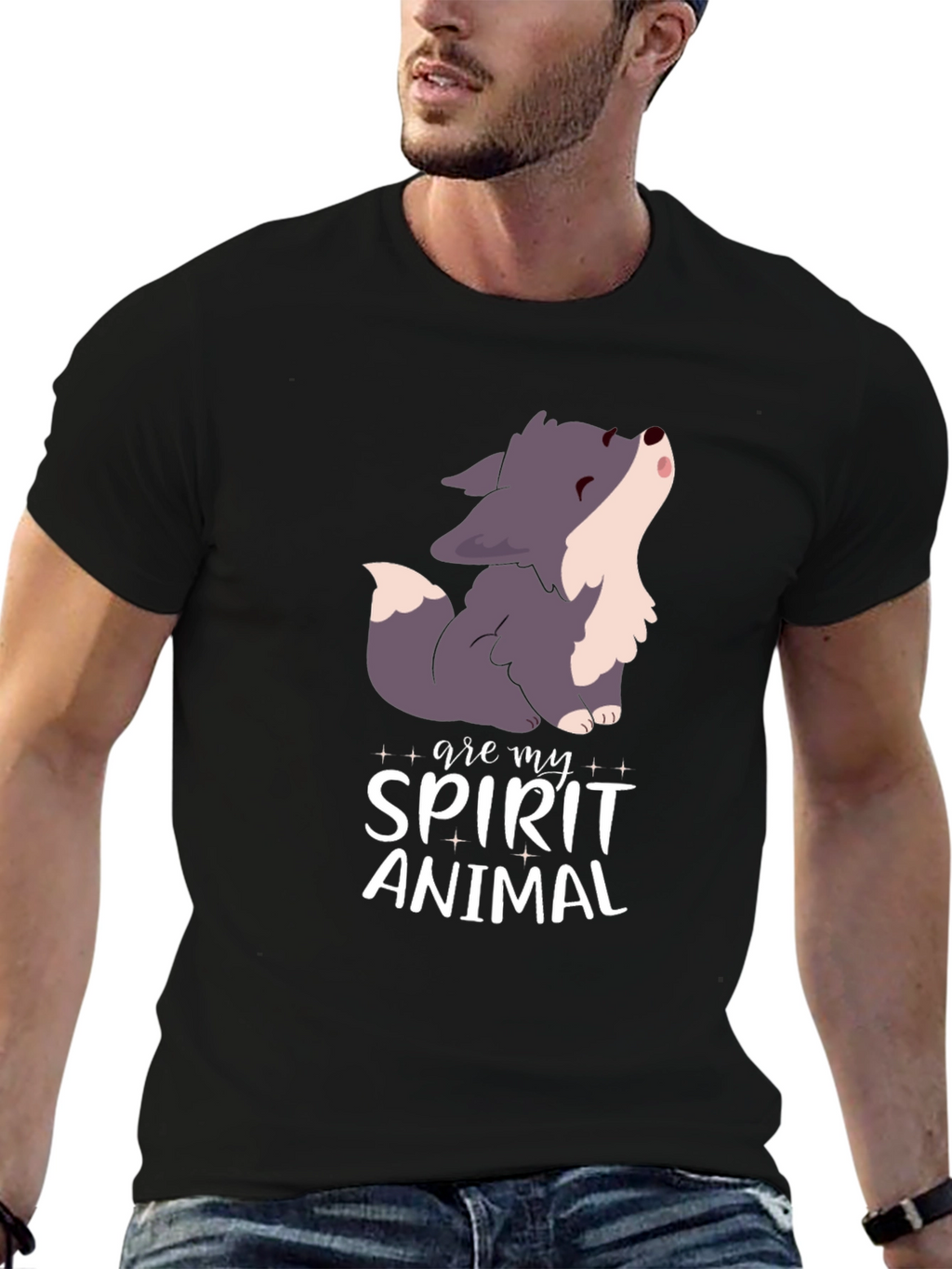 Spirit Animal Wolf Black T-Shirt