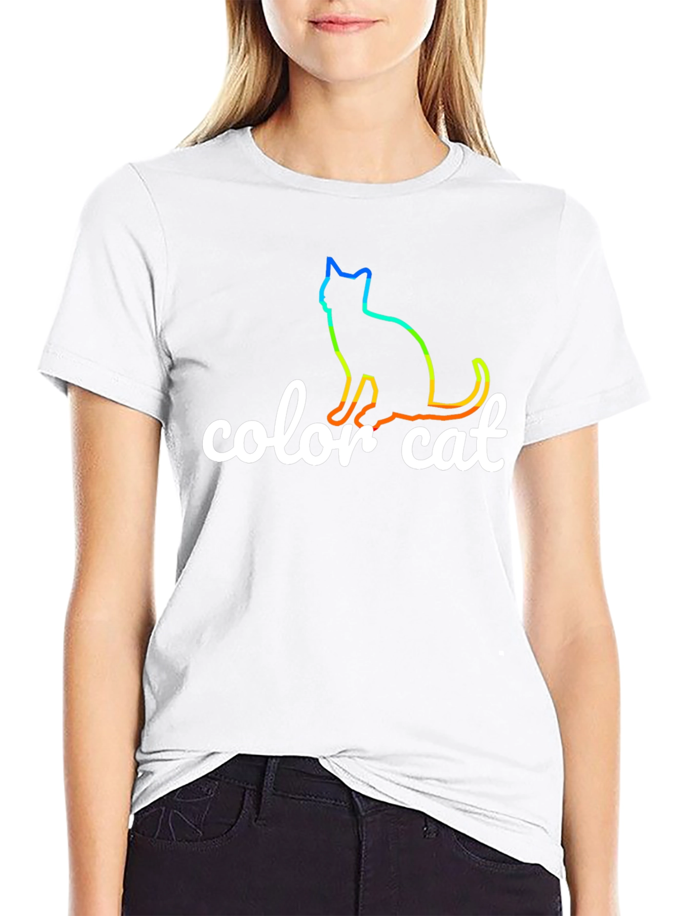 Color Cat T-Shirt - Rainbow Cat Design