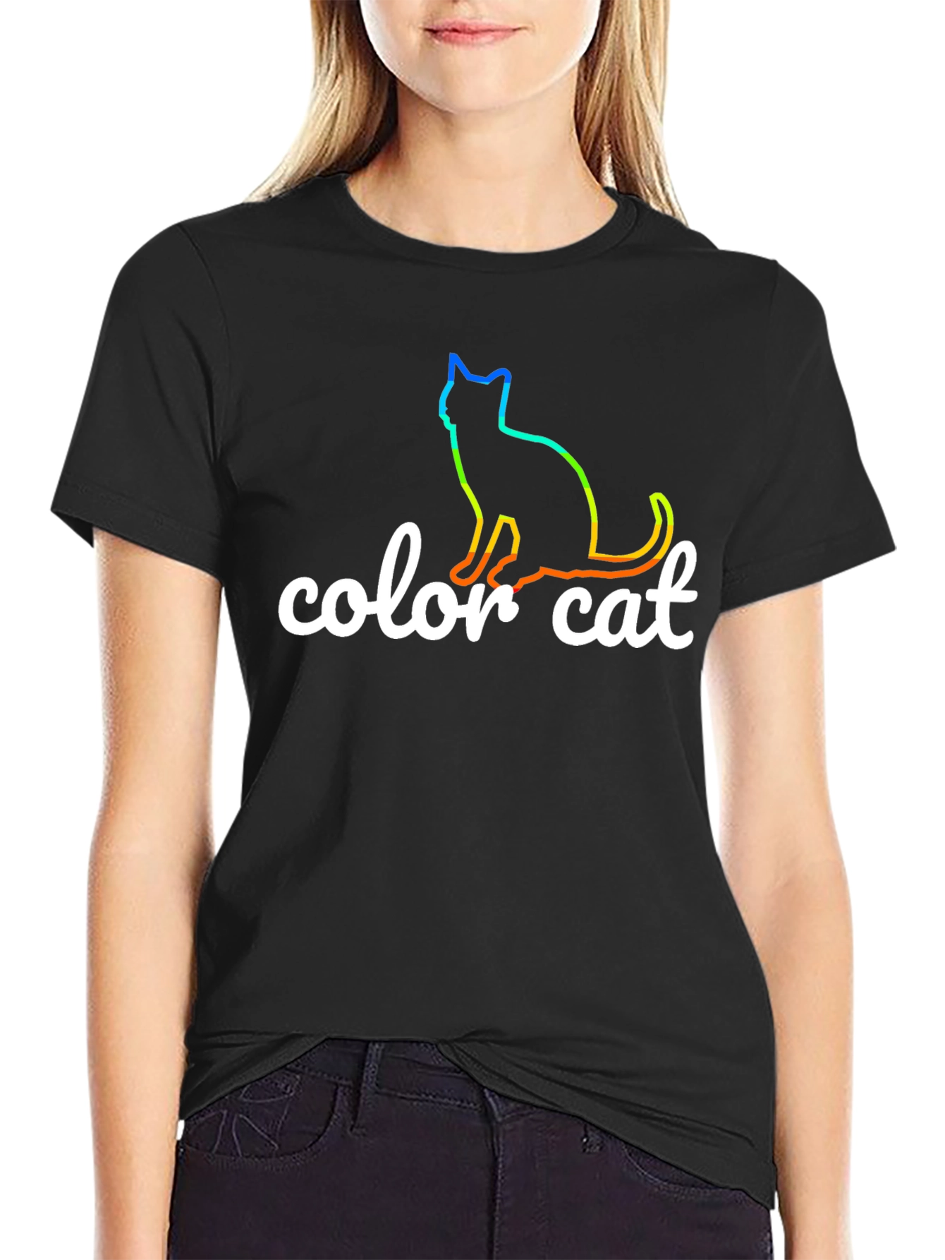 Color Cat T-Shirt - Rainbow Cat Design