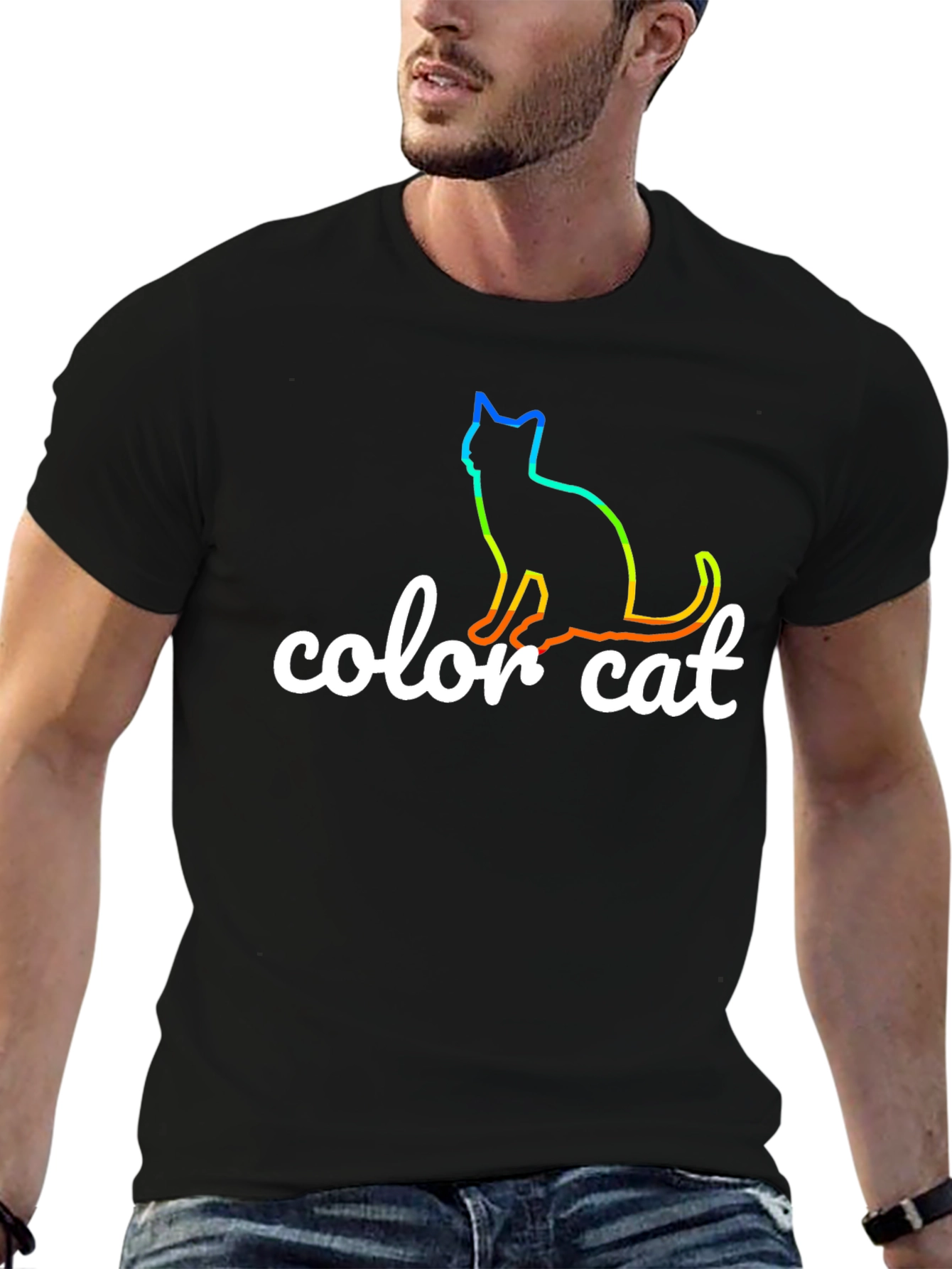 Color Cat T-Shirt - Rainbow Cat Design