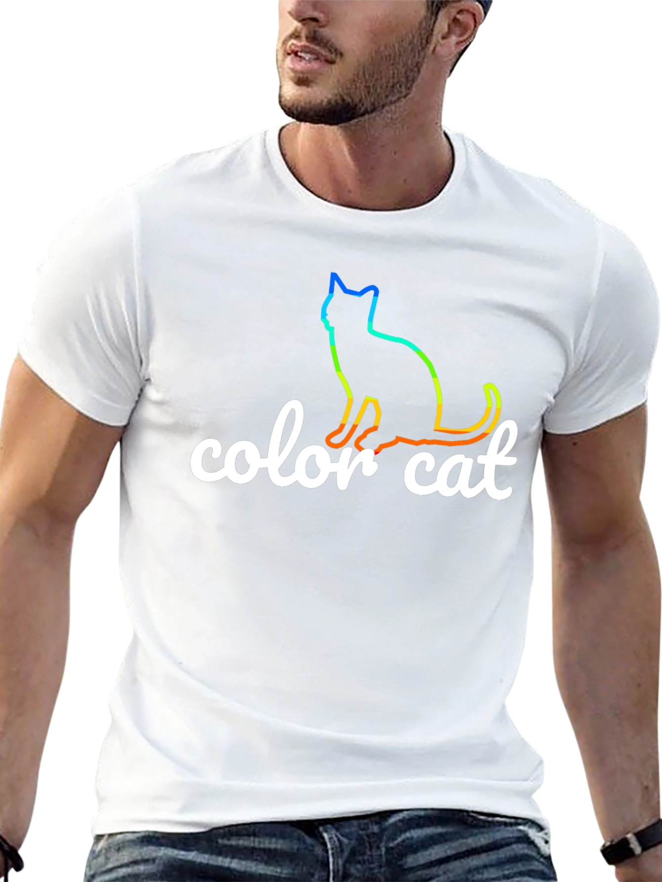 Color Cat T-Shirt - Rainbow Cat Design