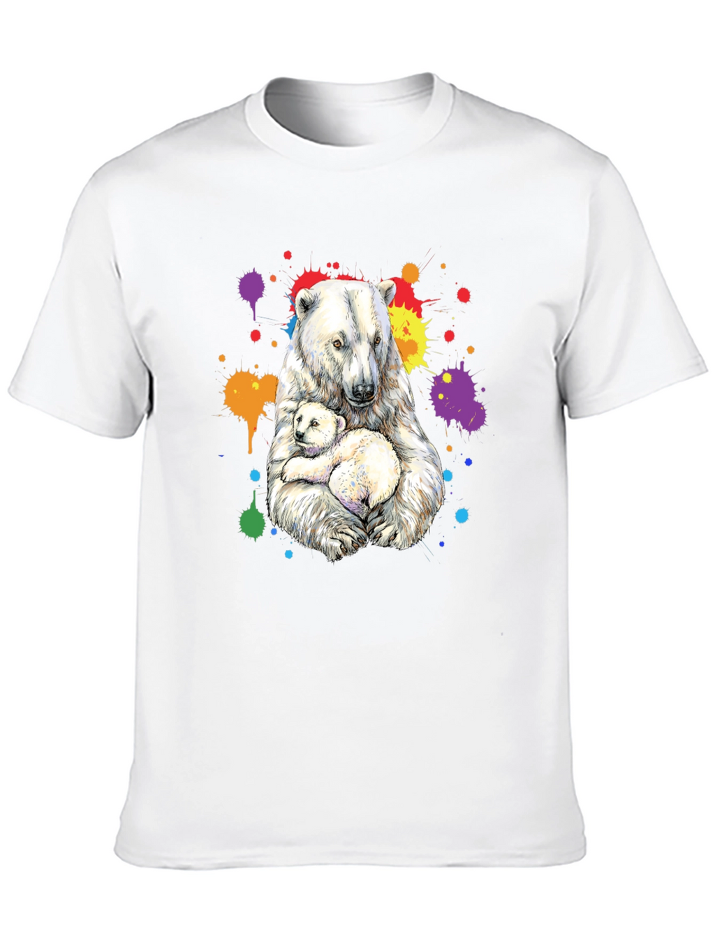 Polar Bear Family Graphic Tee - Black Cotton Blend