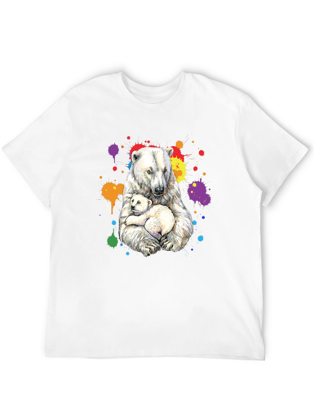 Polar Bear Family Graphic Tee - Black Cotton Blend