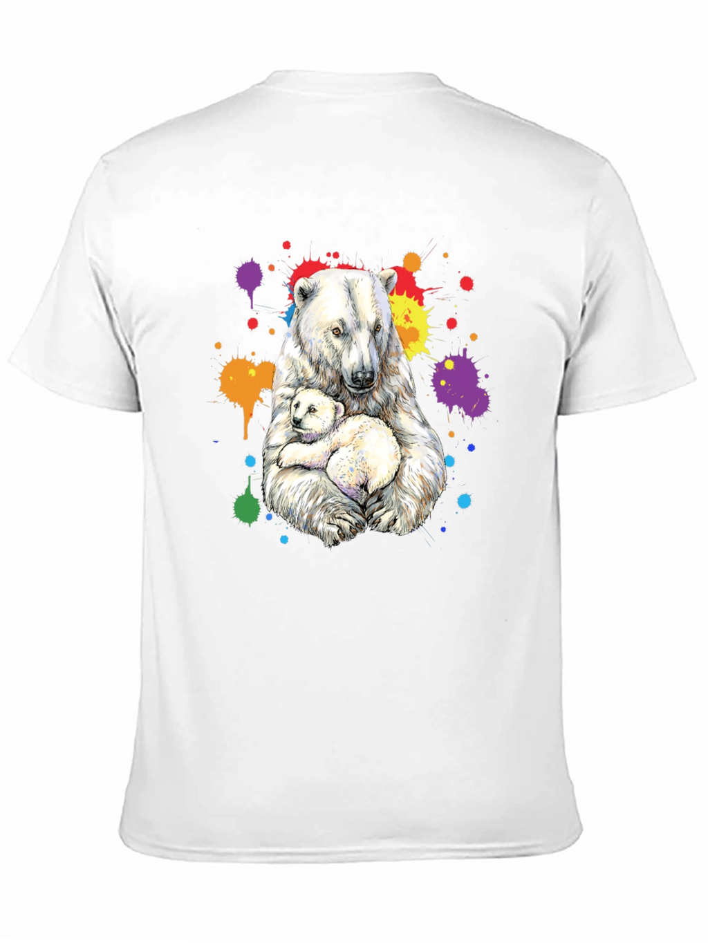 Polar Bear Family Graphic Tee - Black Cotton Blend