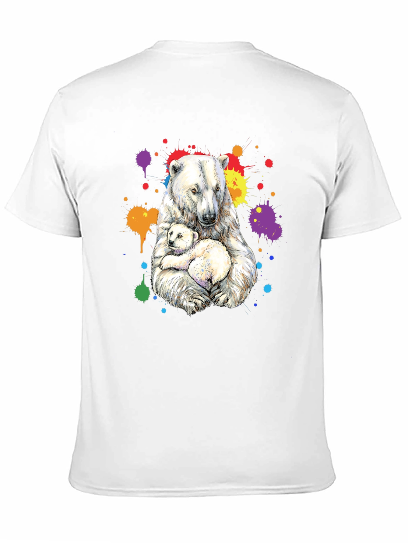 Polar Bear Family Graphic Tee - Black Cotton Blend