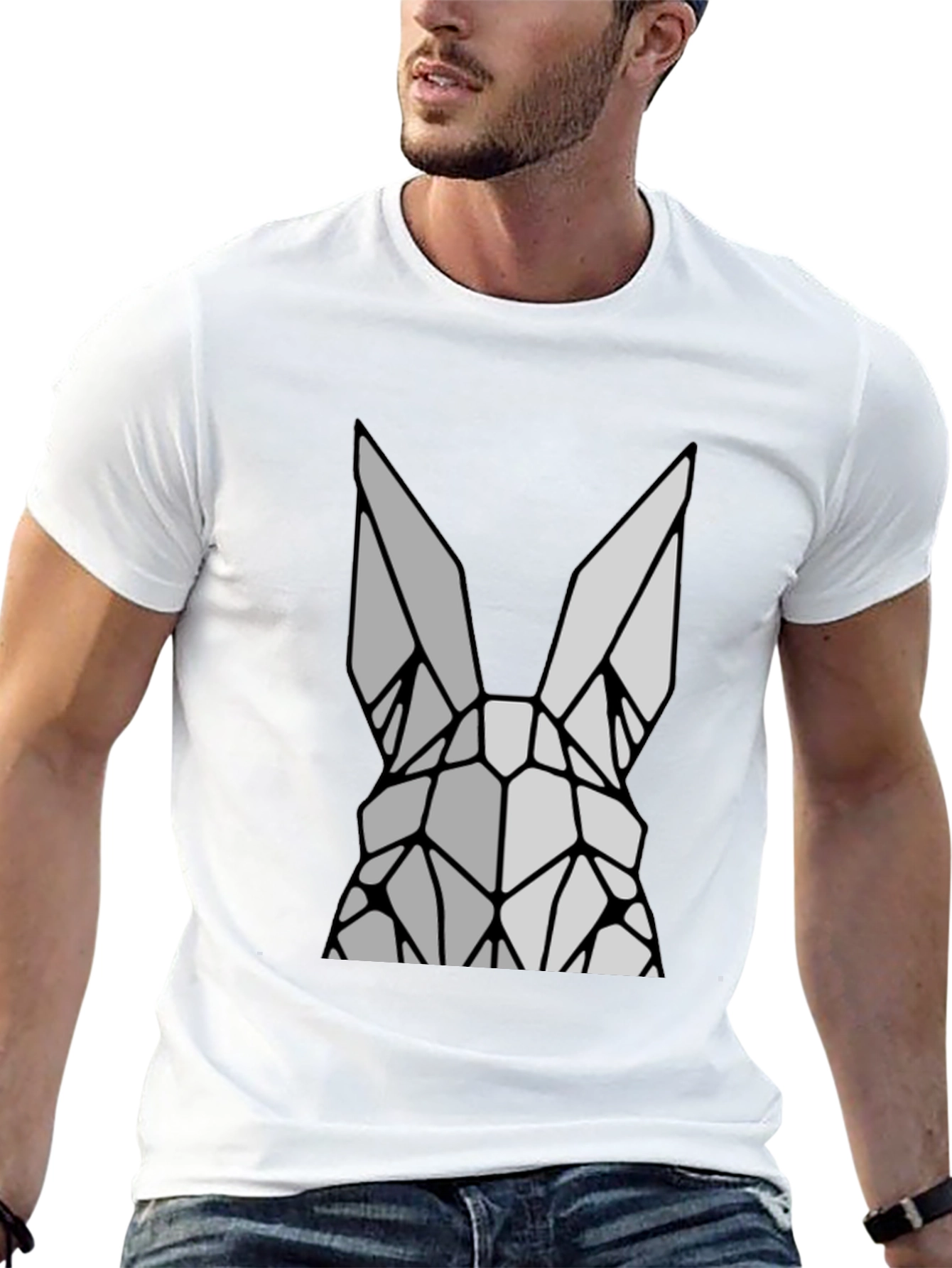 Geometric Rabbit Graphic T-Shirt