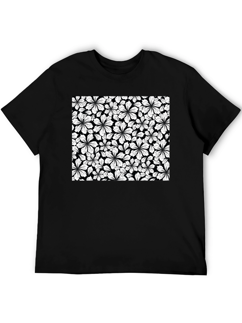 Floral Pattern T-Shirt - Black Graphic Tee