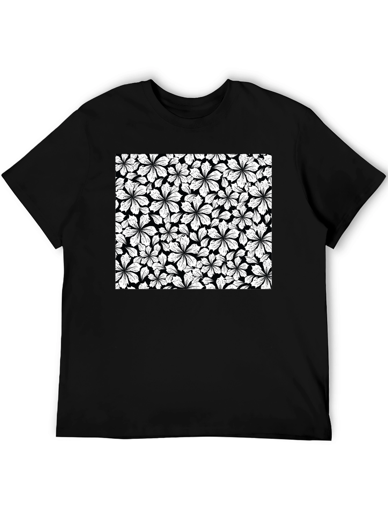 Floral Pattern T-Shirt - Black Graphic Tee