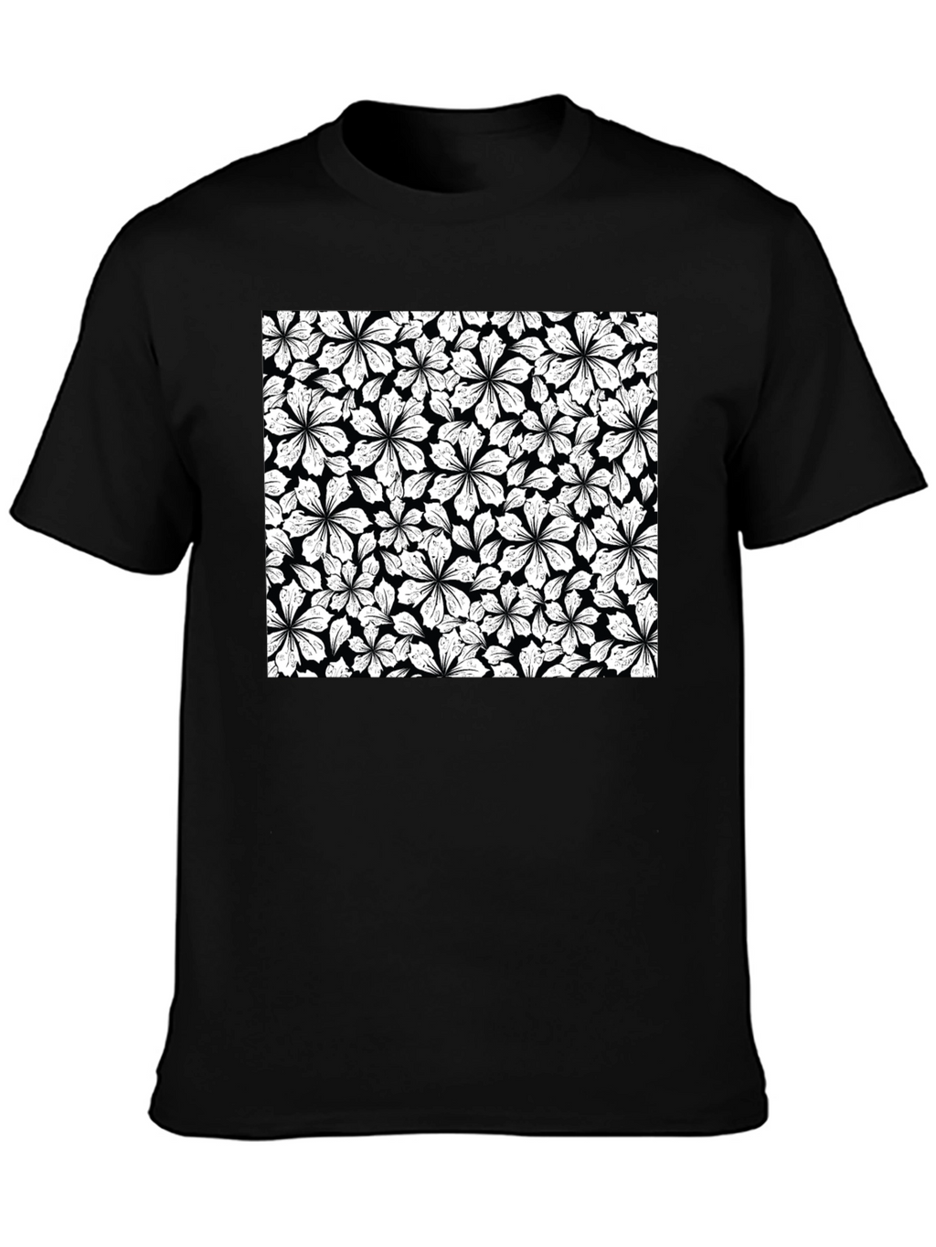 Floral Pattern T-Shirt - Black Graphic Tee
