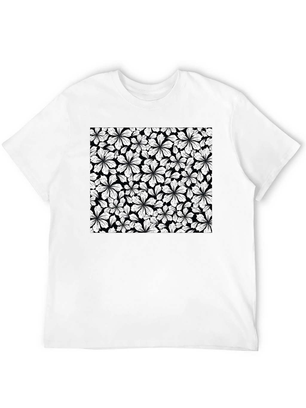 Floral Pattern T-Shirt - Black Graphic Tee