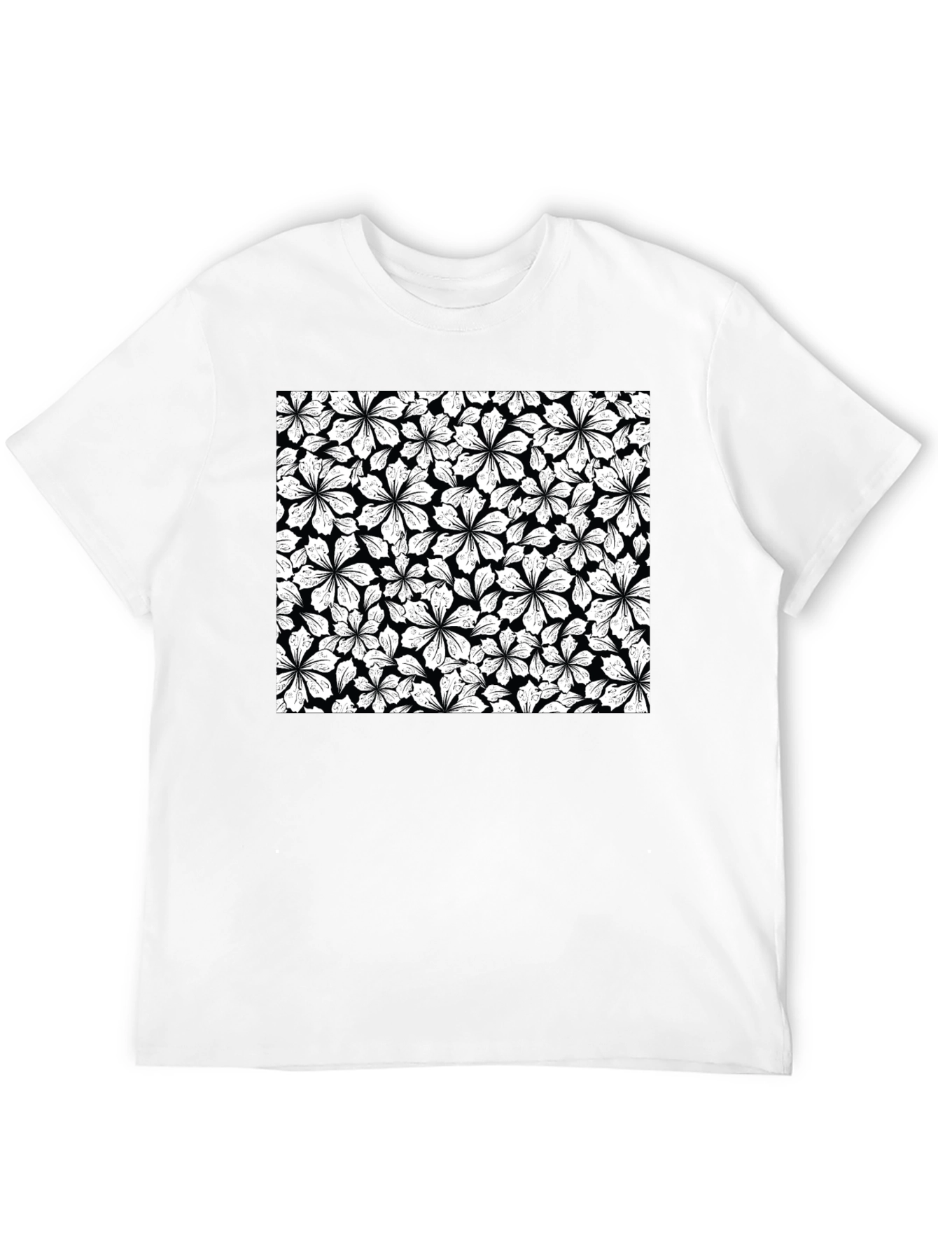 Floral Pattern T-Shirt - Black Graphic Tee