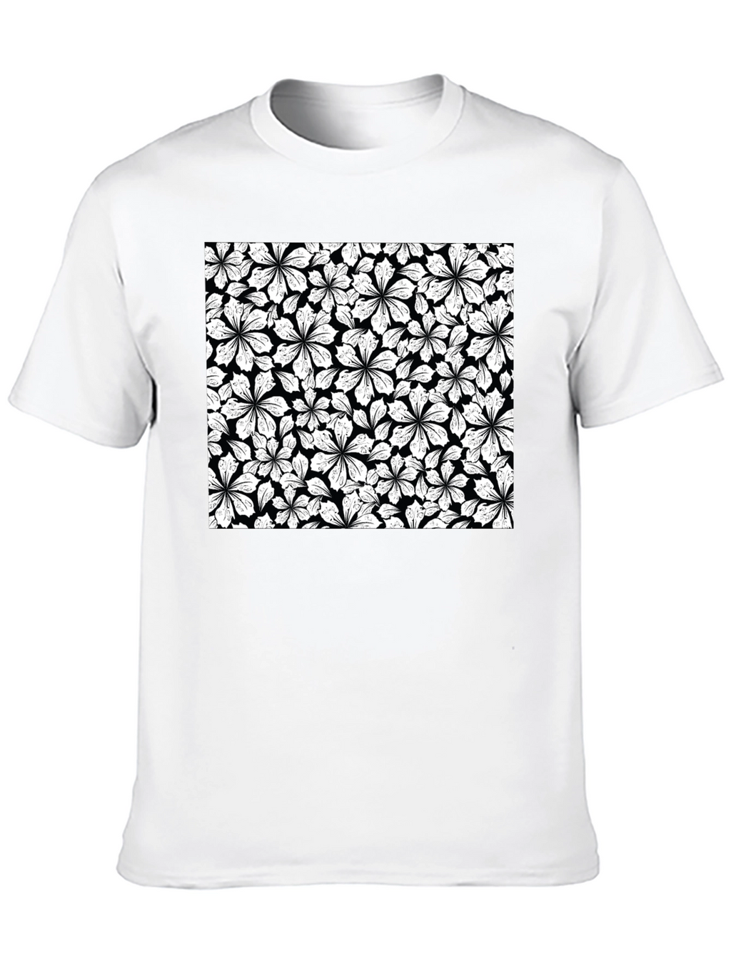 Floral Pattern T-Shirt - Black Graphic Tee
