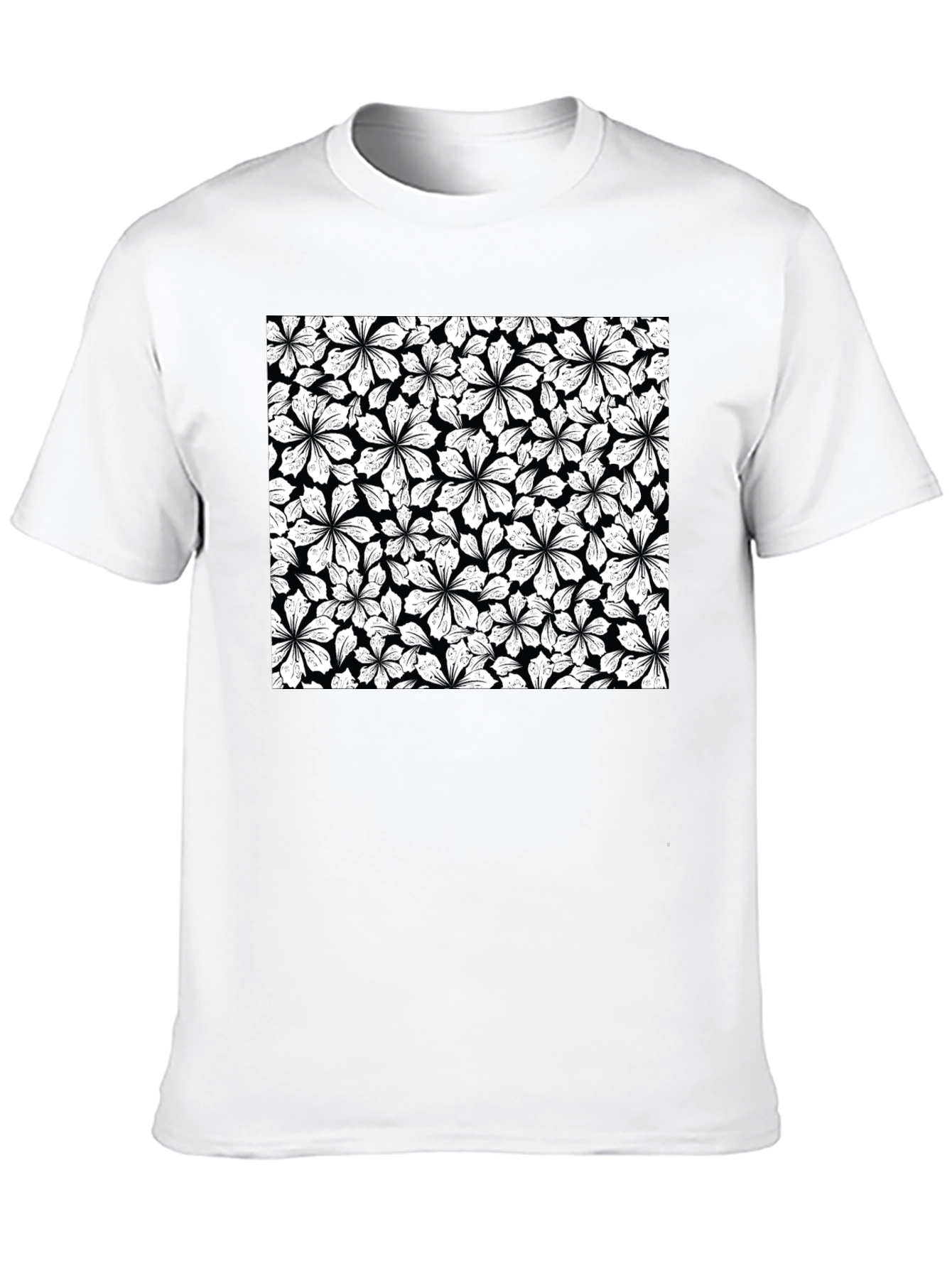 Floral Pattern T-Shirt - Black Graphic Tee