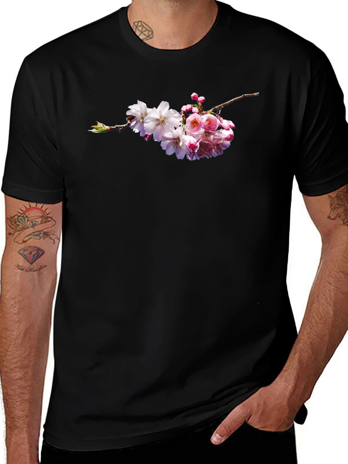 Cherry Blossom Graphic Tee - Black