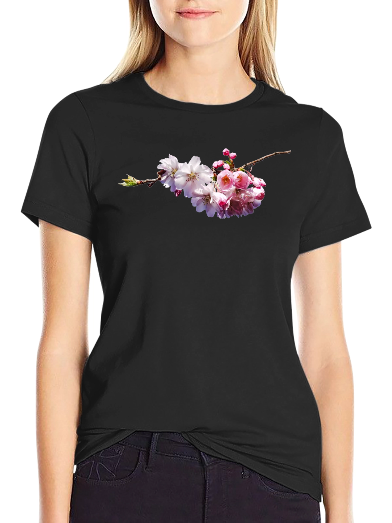 Cherry Blossom Graphic Tee - Black