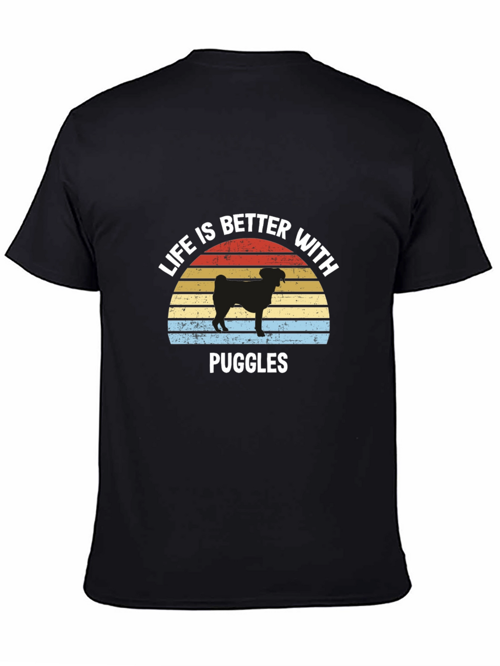Life is Better with Puggles Black T-Shirt