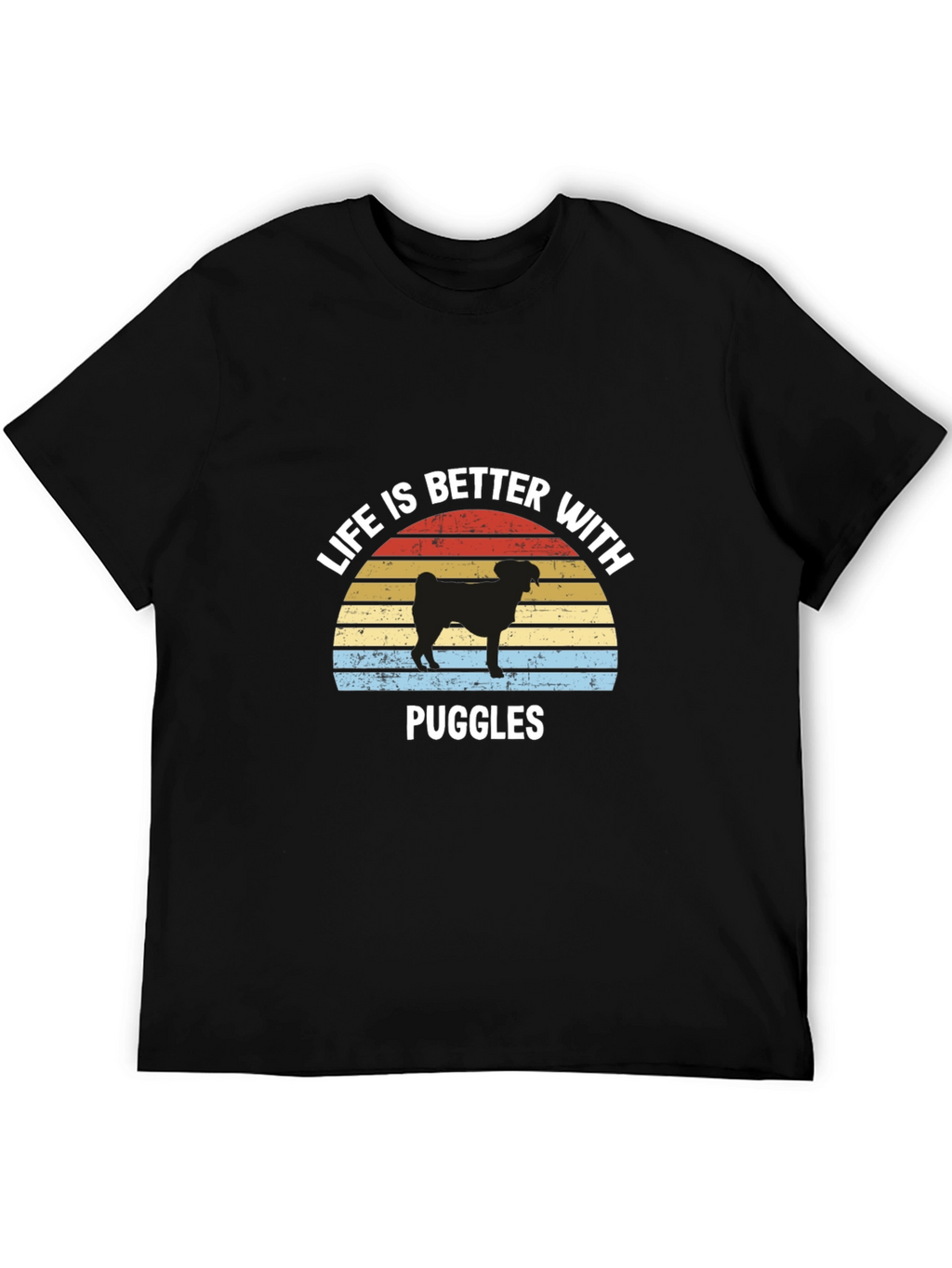 Life is Better with Puggles Black T-Shirt