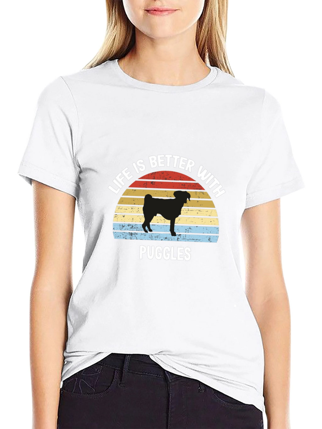 Life is Better with Puggles Black T-Shirt