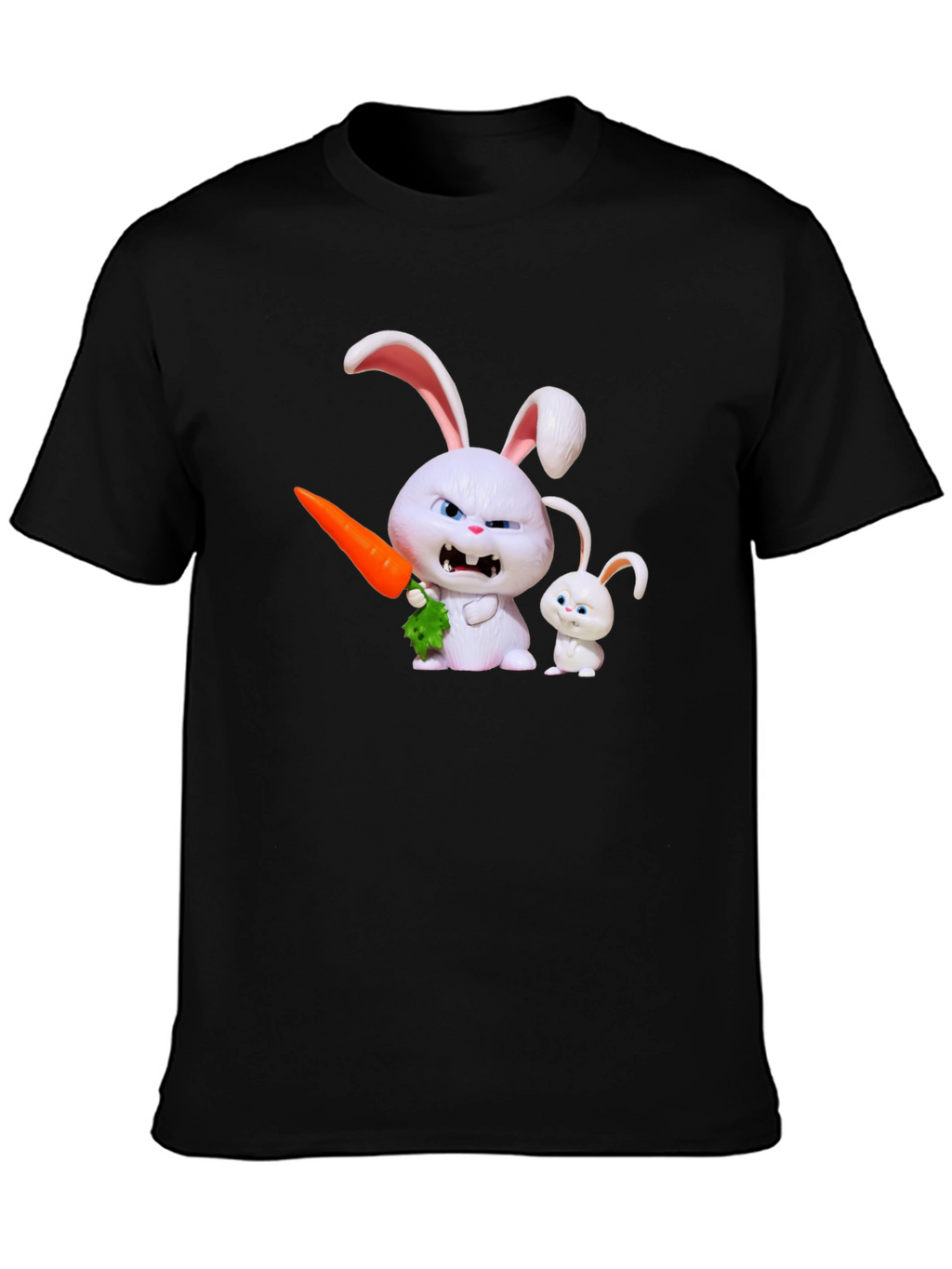 Mens Black T-Shirt with Rabbit Print