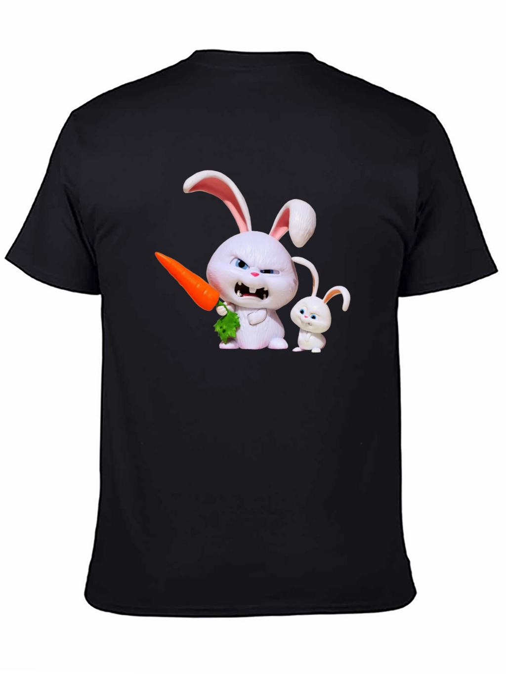 Mens Black T-Shirt with Rabbit Print