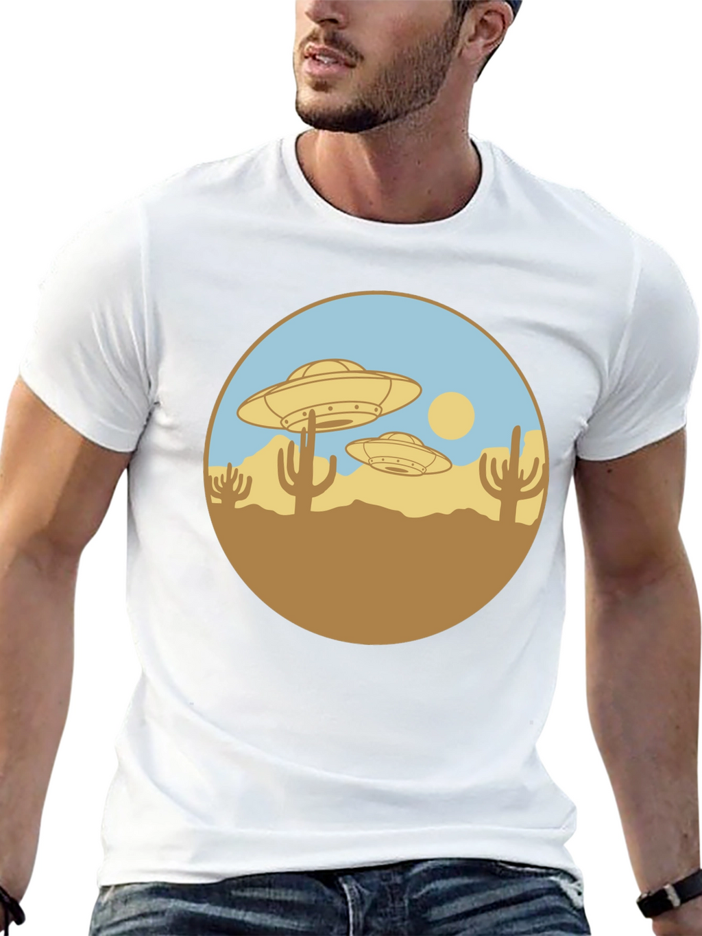 UFO Desert Graphic T-Shirt - Black