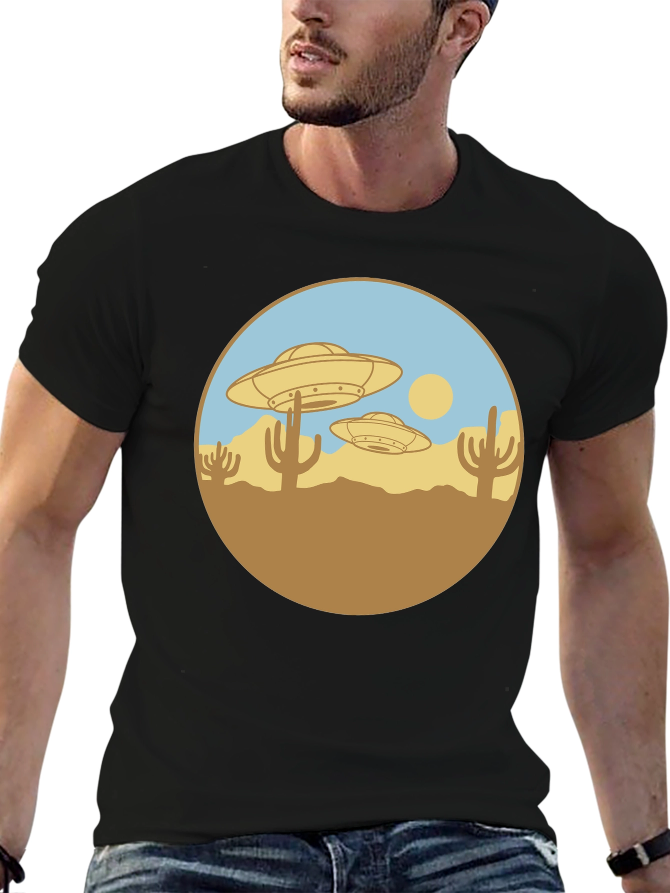 UFO Desert Graphic T-Shirt - Black
