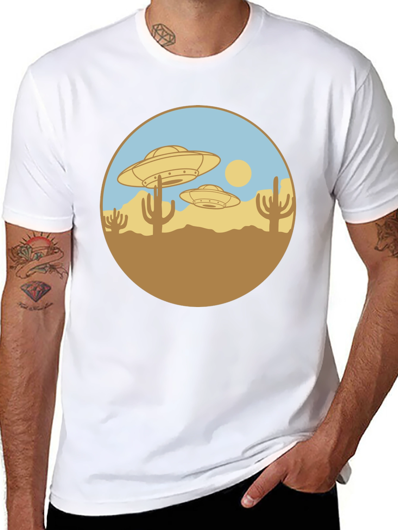 UFO Desert Graphic T-Shirt - Black