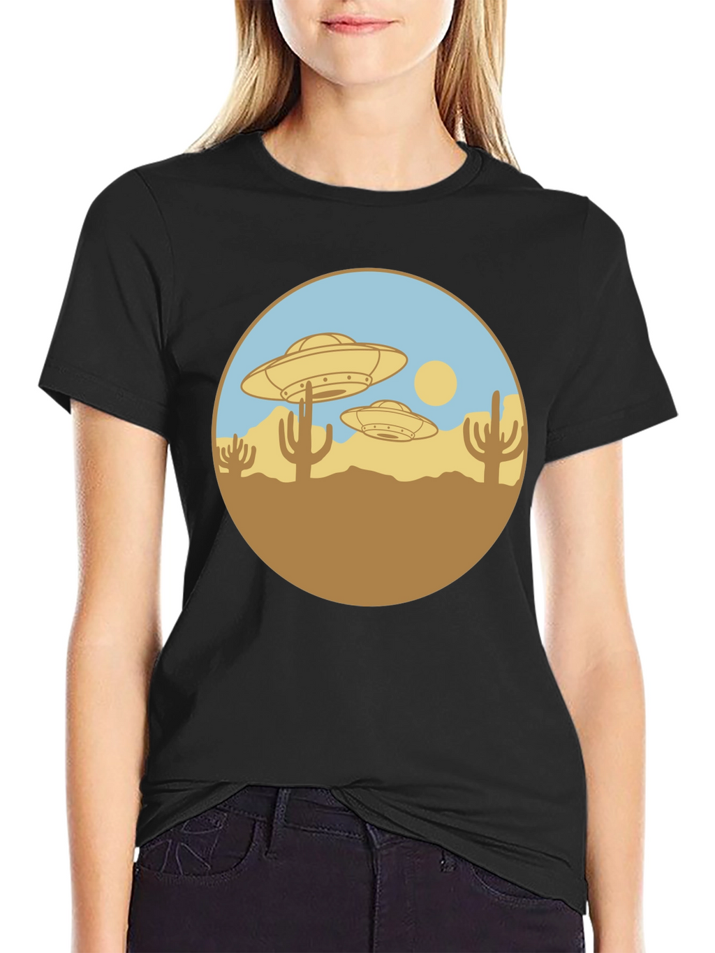 UFO Desert Graphic T-Shirt - Black
