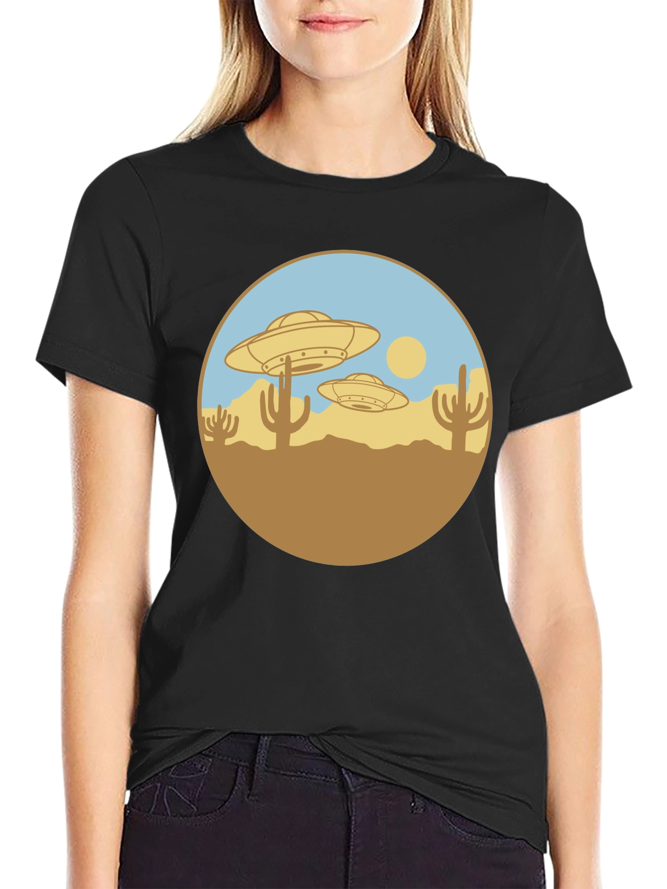UFO Desert Graphic T-Shirt - Black
