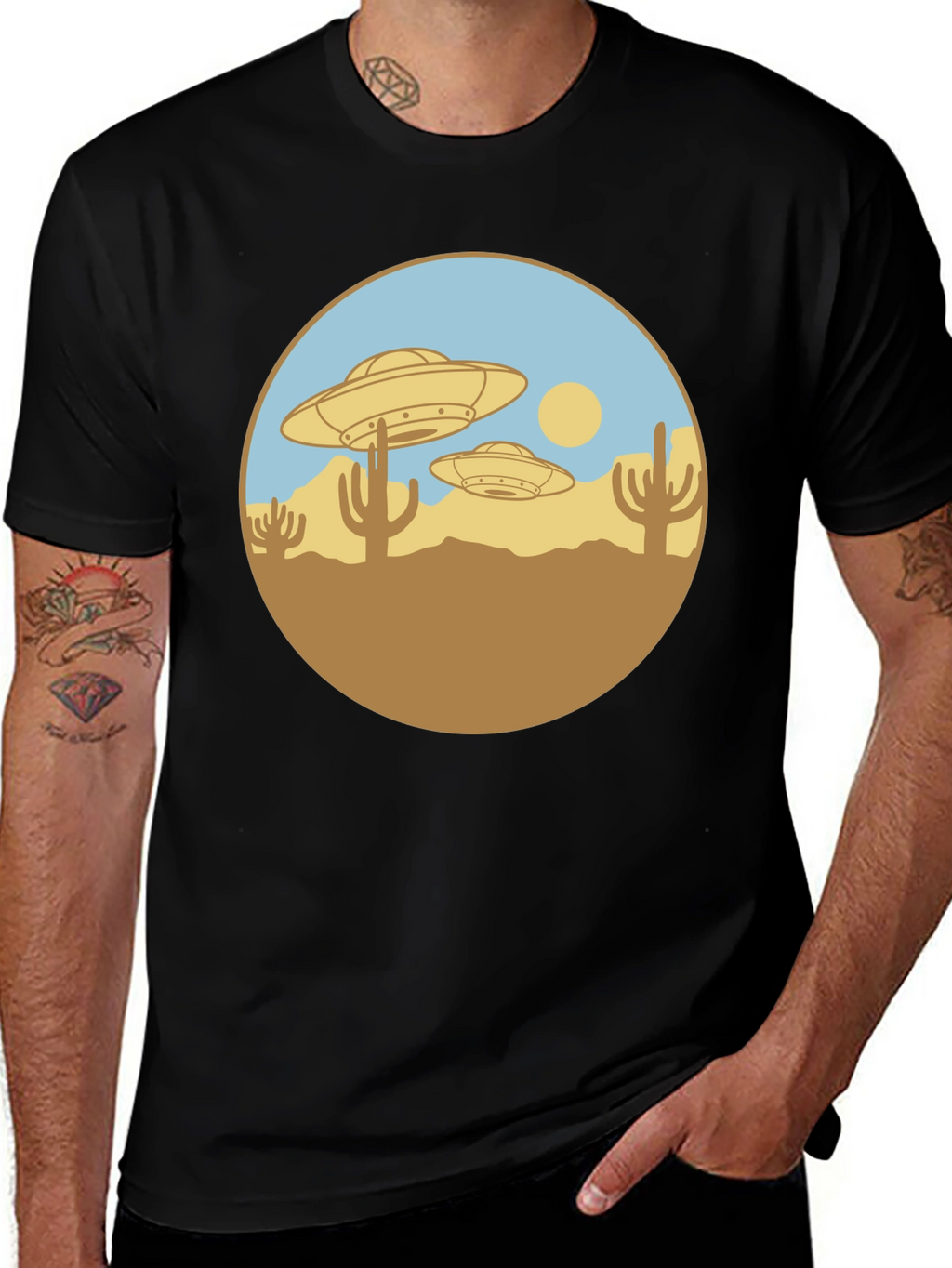 UFO Desert Graphic T-Shirt - Black