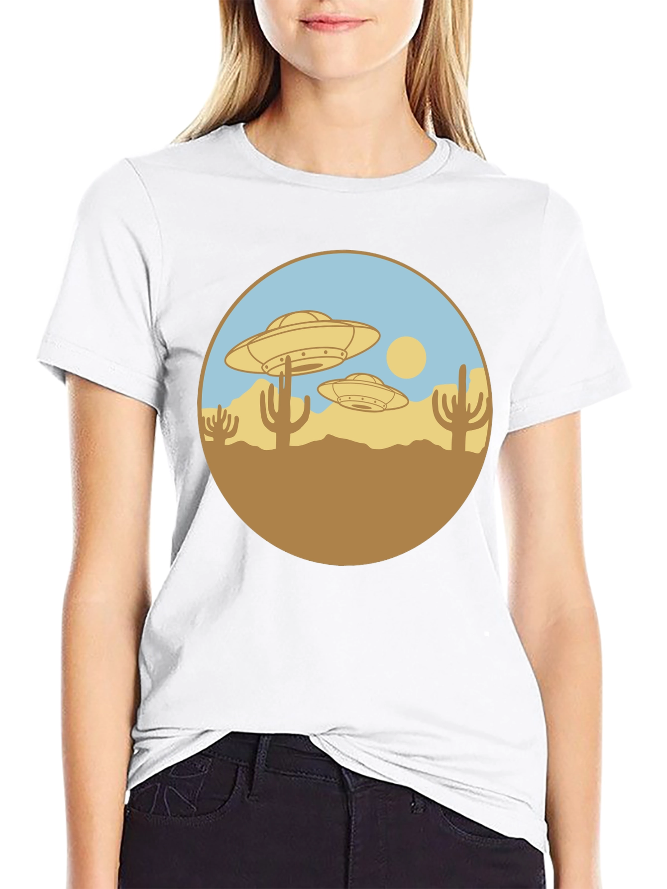UFO Desert Graphic T-Shirt - Black