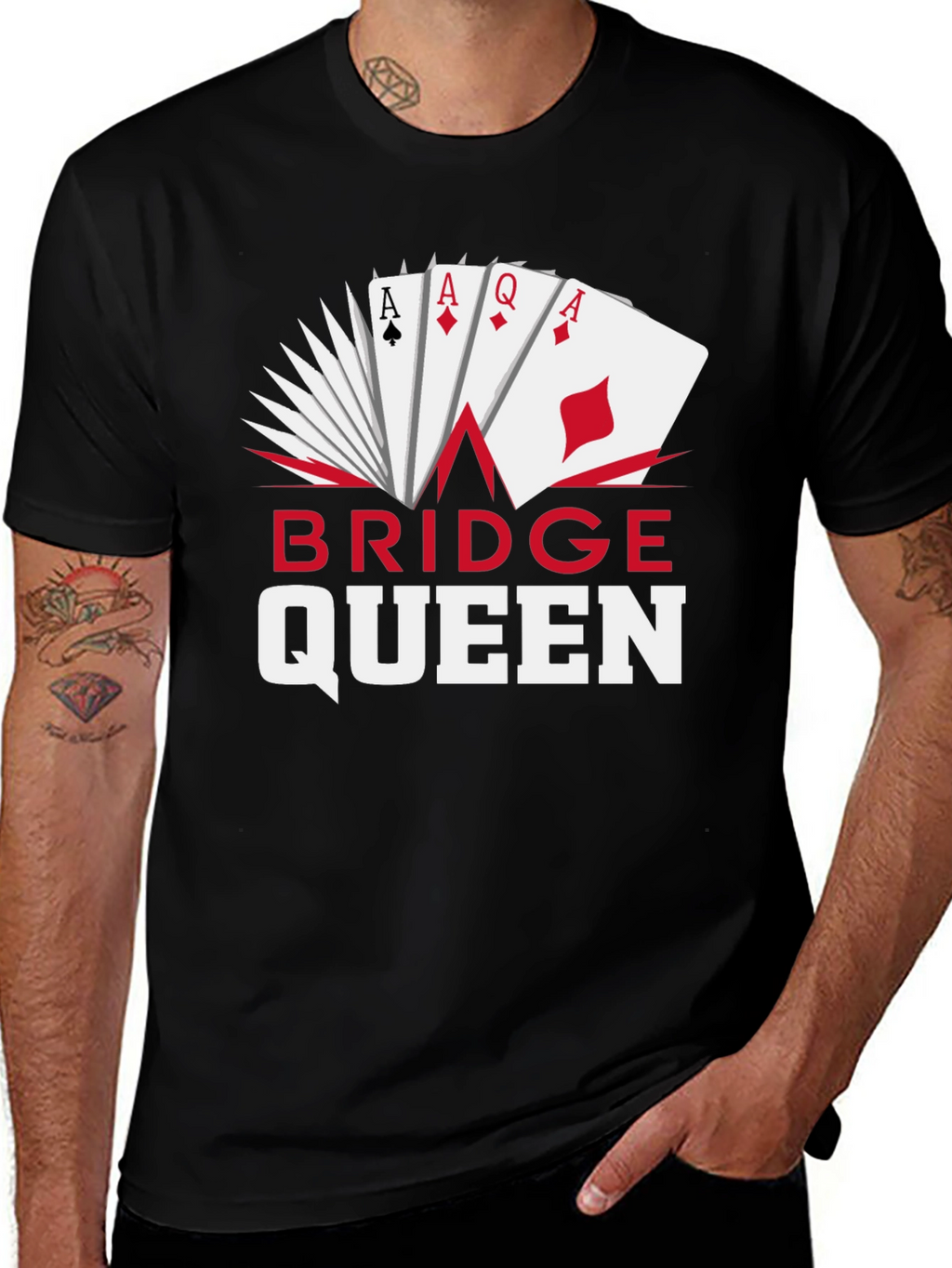 Bridge Queen T-Shirt - Poker Card Design